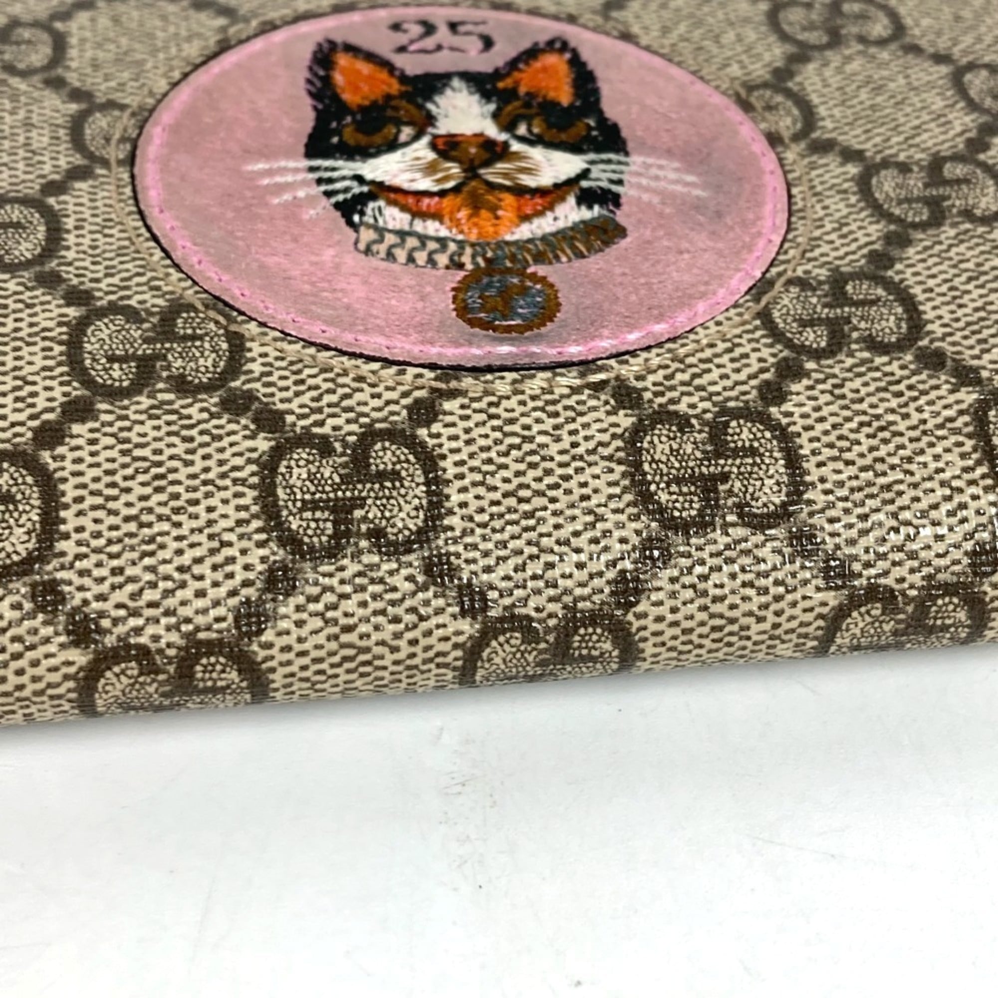 Gucci Beige Red Color Gg Supreme Long Wallet (Bi-Fold) (Pre-Owned)