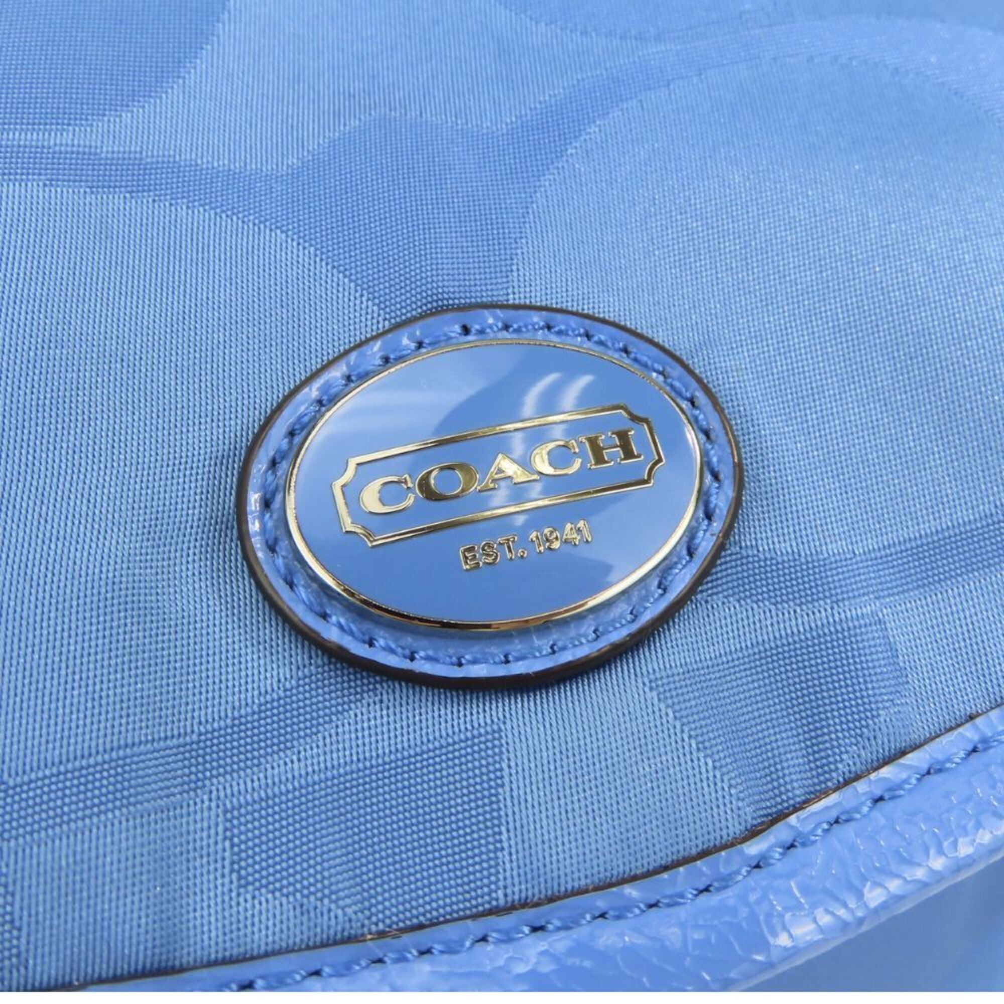 Coach Signature Blue Nylon Leather Backpack (Pre-Owned)