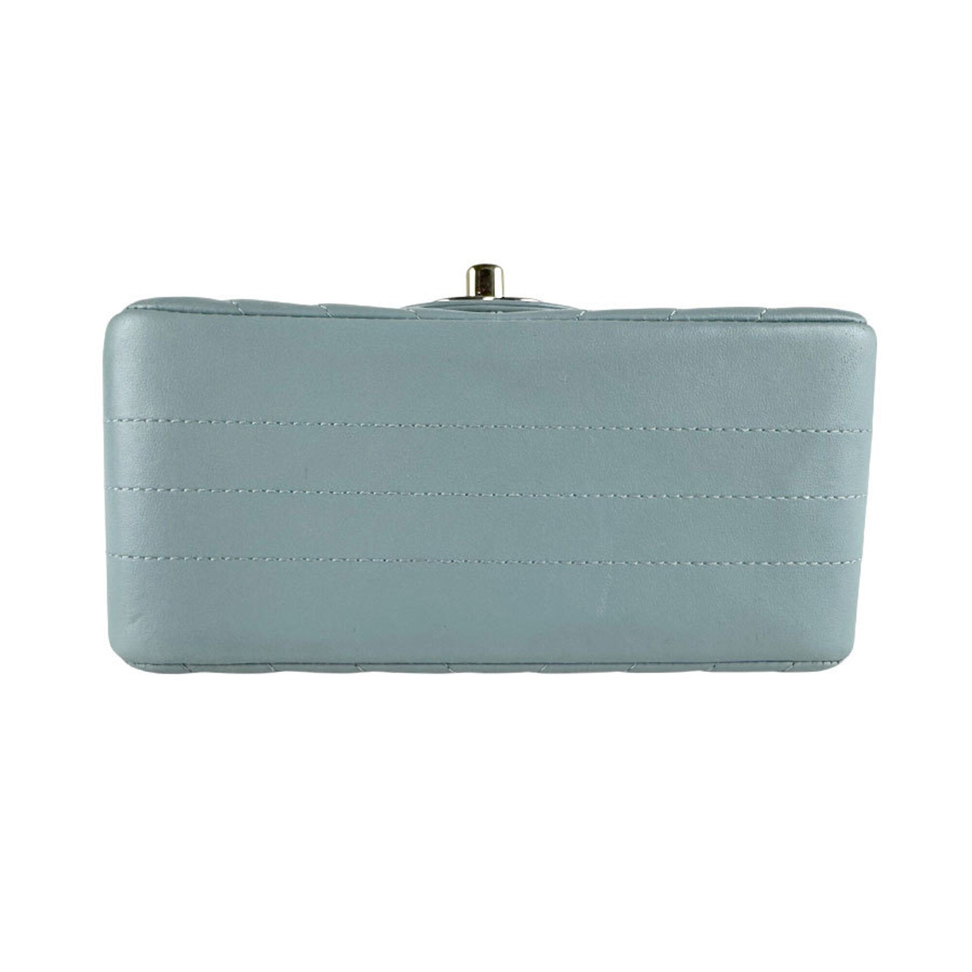 Chanel Blue Gray Leather Shoulder Bag (Pre-Owned)
