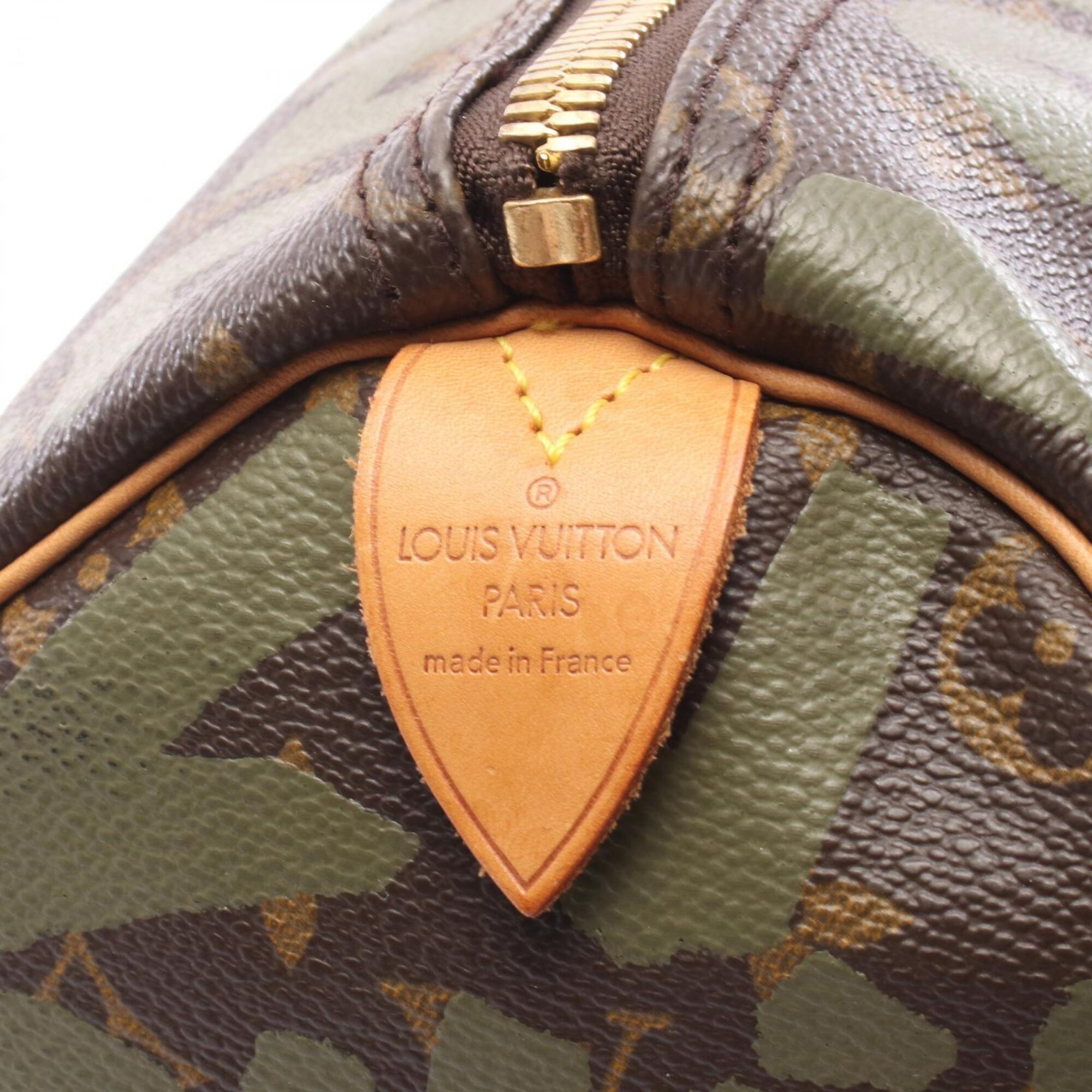 Louis Vuitton Brown Khaki Coated Canvas Leather Boston Bag Handbag (Pre-Owned)