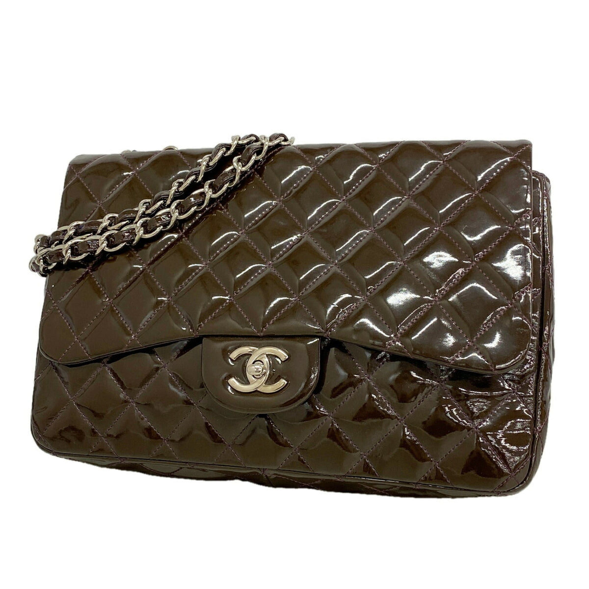 Chanel Purple Patent Leather Shoulder Bag (Pre-Owned)