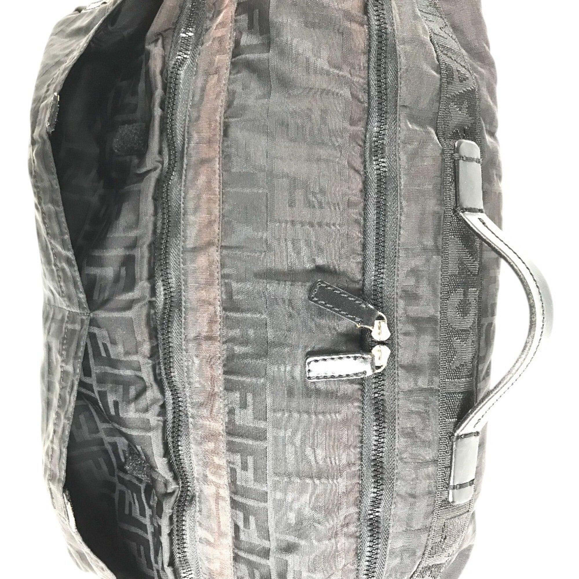 Fendi Zucca Black Nylon Boston Bag (Pre-Owned)