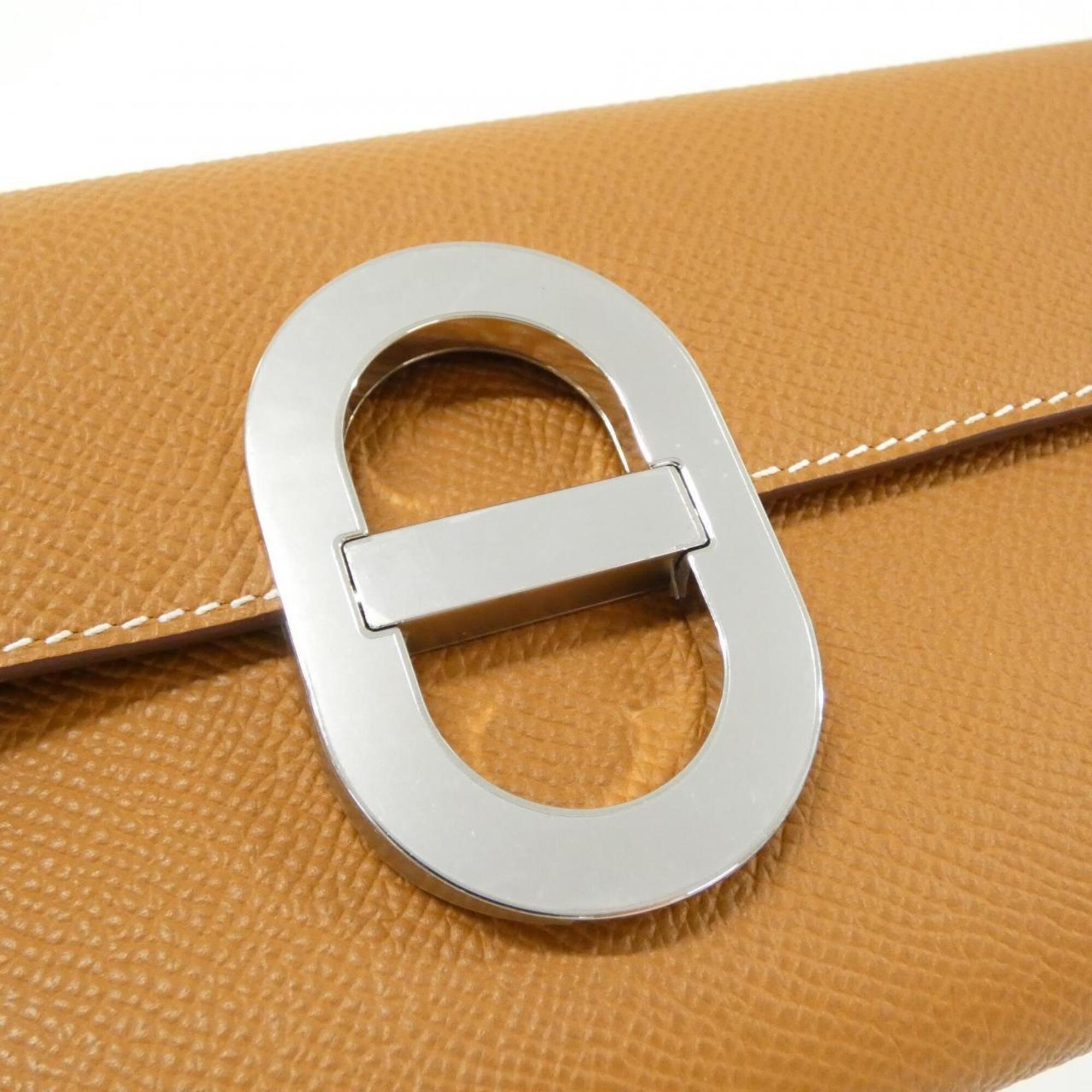 Hermes Brown Gold Brown Epsom Leather Chain/Shoulder Wallet (Pre-Owned)