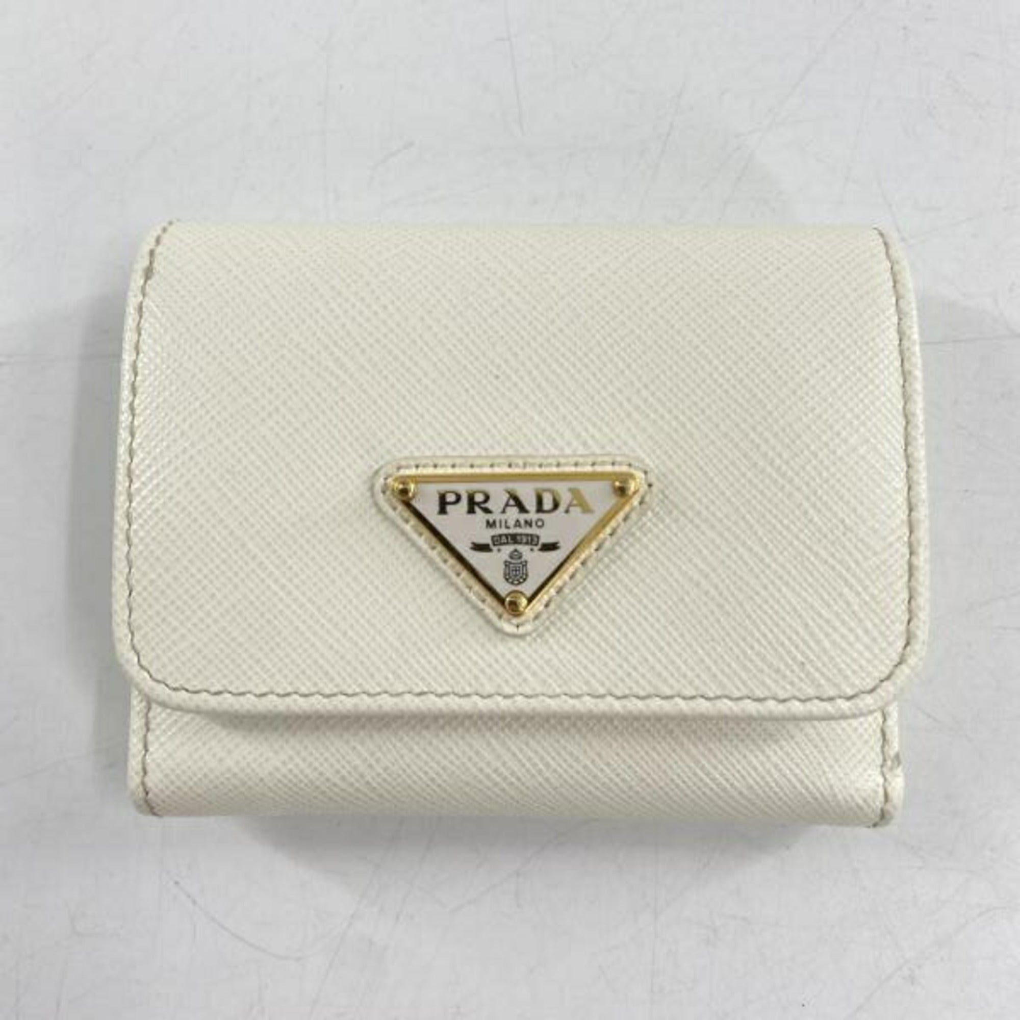 Prada Saffiano White Wallet (Tri-Fold) (Pre-Owned)