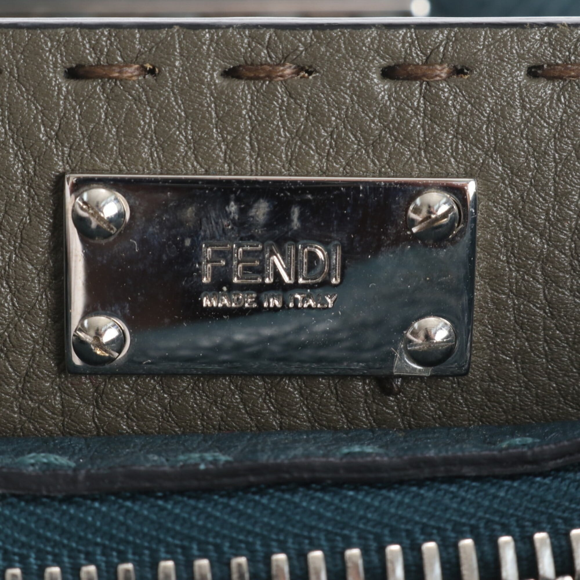 Fendi Selleria Dark Green Leather Handbag (Pre-Owned)