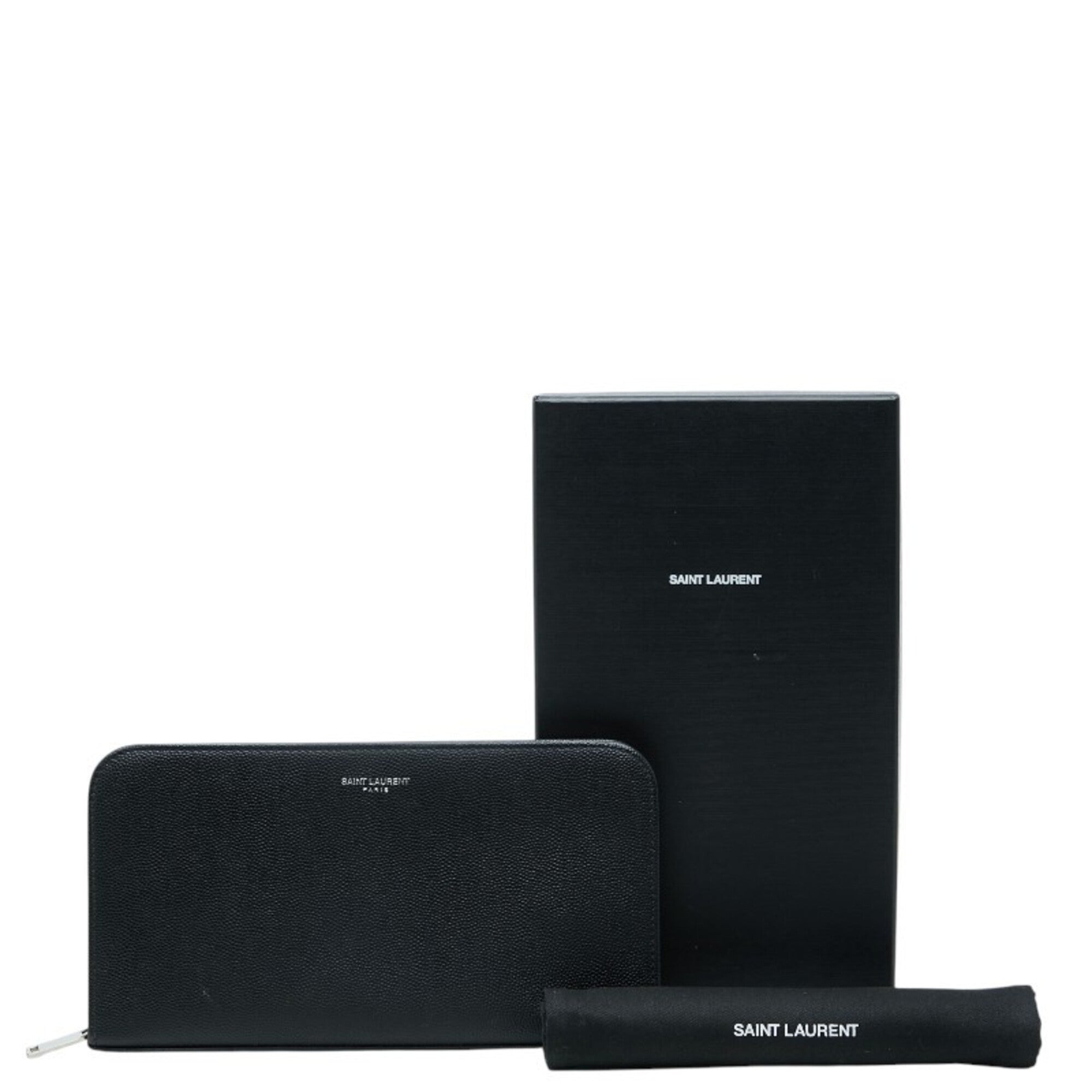 Saint Laurent Black Leather Long Wallet (Bi-Fold) (Pre-Owned)