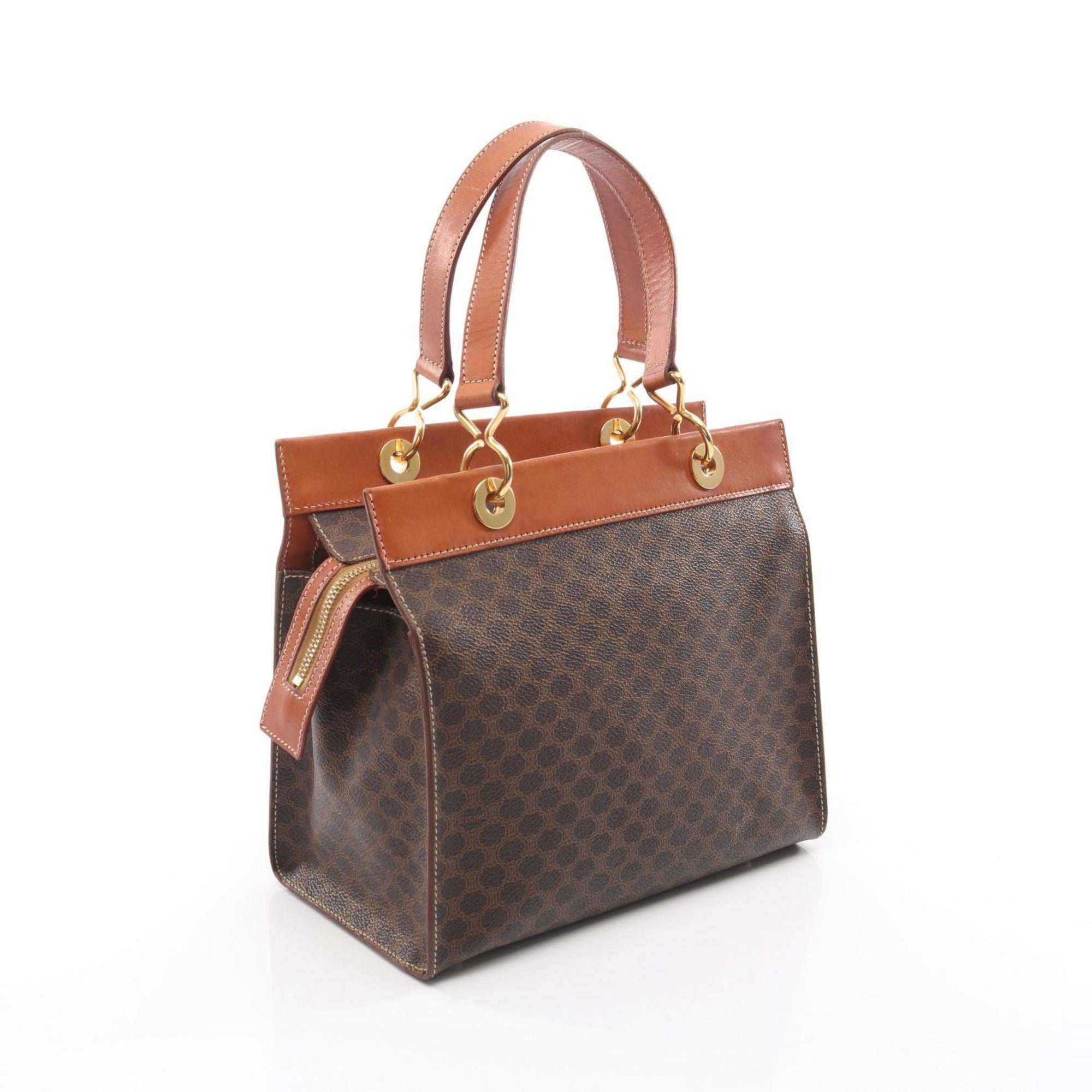 Celine Brown Coated Canvas Leather Handbag (Pre-Owned)