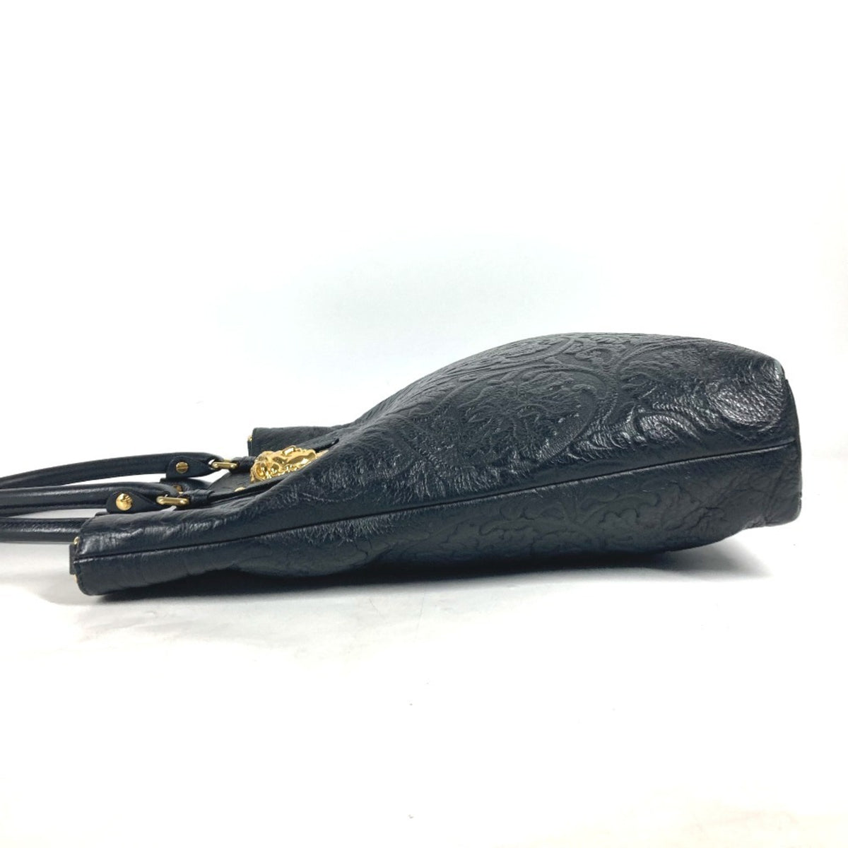 Versace Black Leather Handbag Shoulder Bag Tote Bag (Pre-Owned)