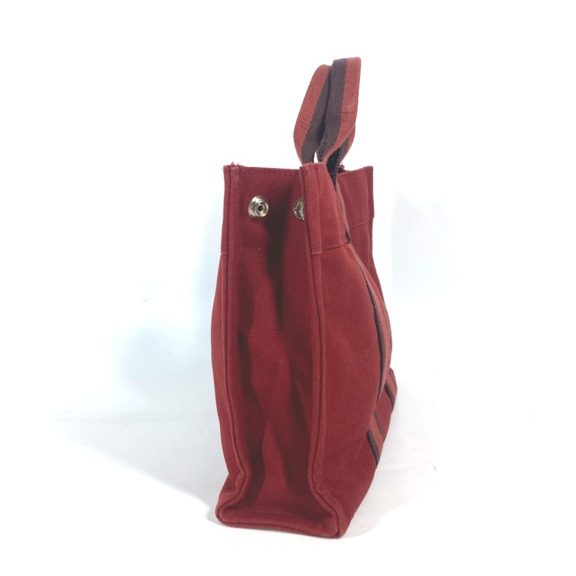 Hermes Red Color Canvas Handbag Tote Bag (Pre-Owned)