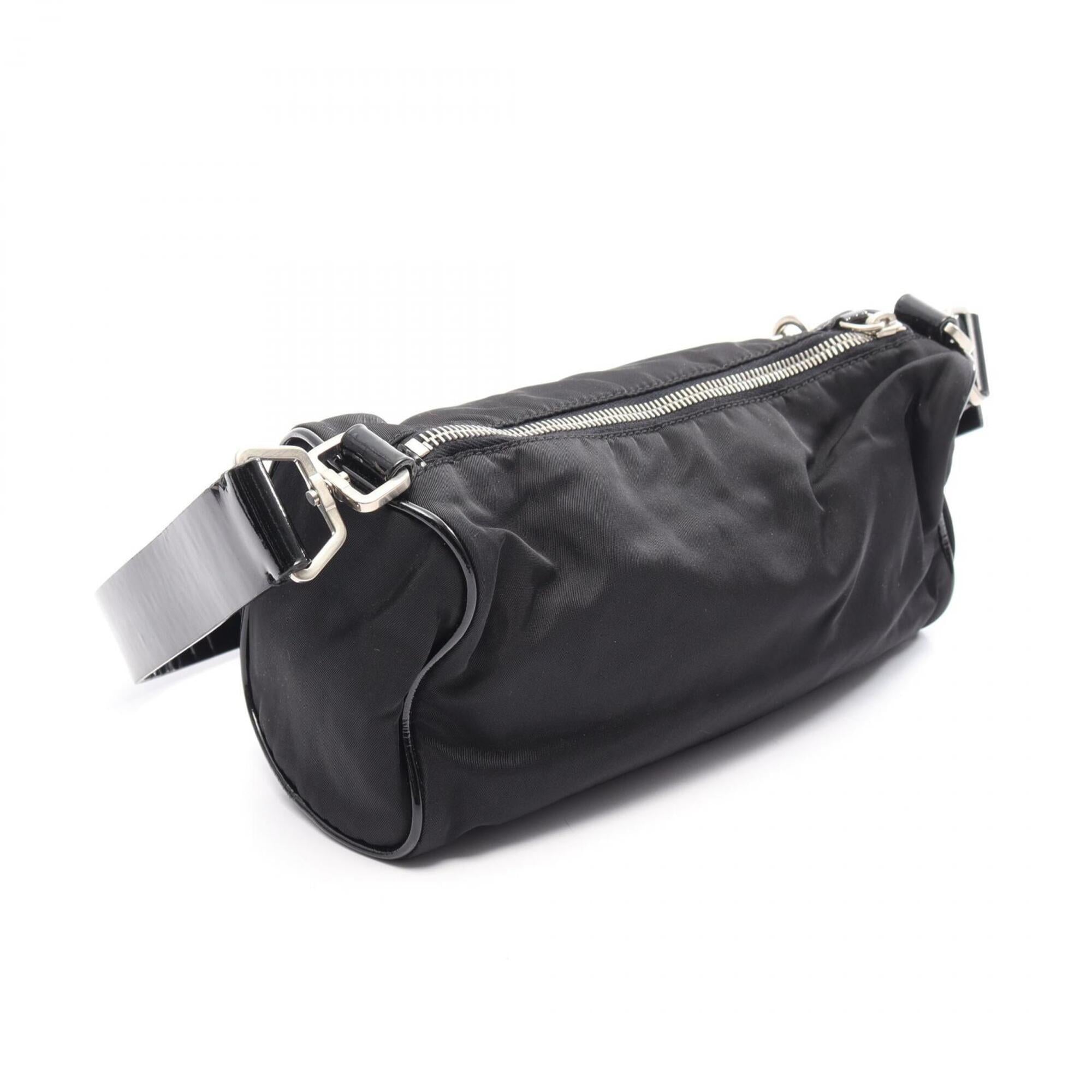 Prada Black Nylon Leather Handbag Shoulder Bag (Pre-Owned)