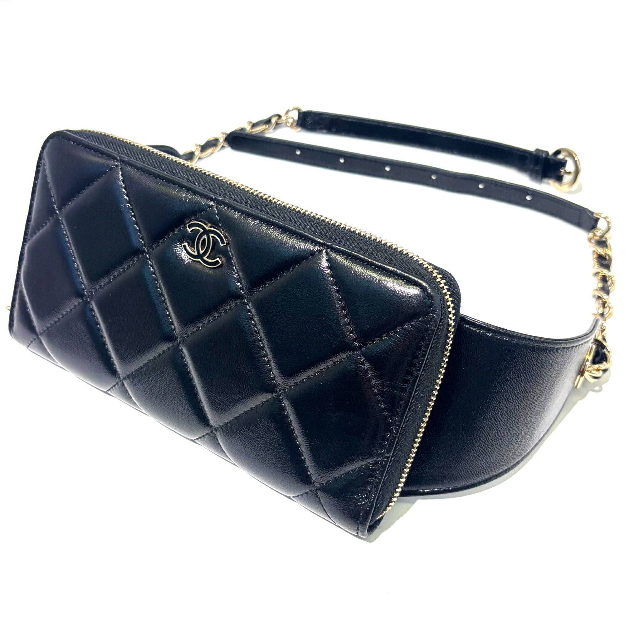 Chanel Black Leather Long Wallet (Bi-Fold) (Pre-Owned)