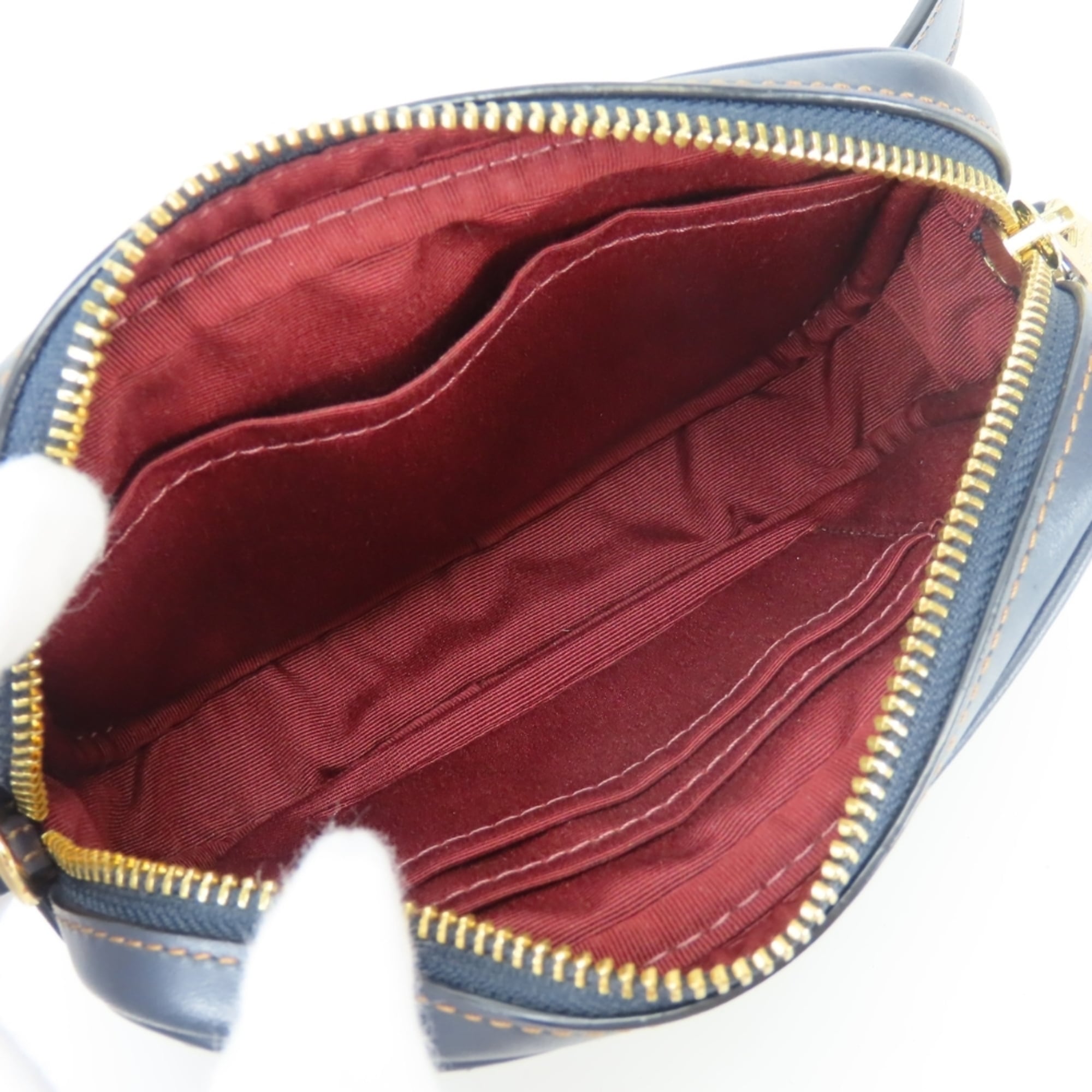 Coach Signature Brown Navy Denim Leather Fanny Pack Pouch (Pre-Owned)