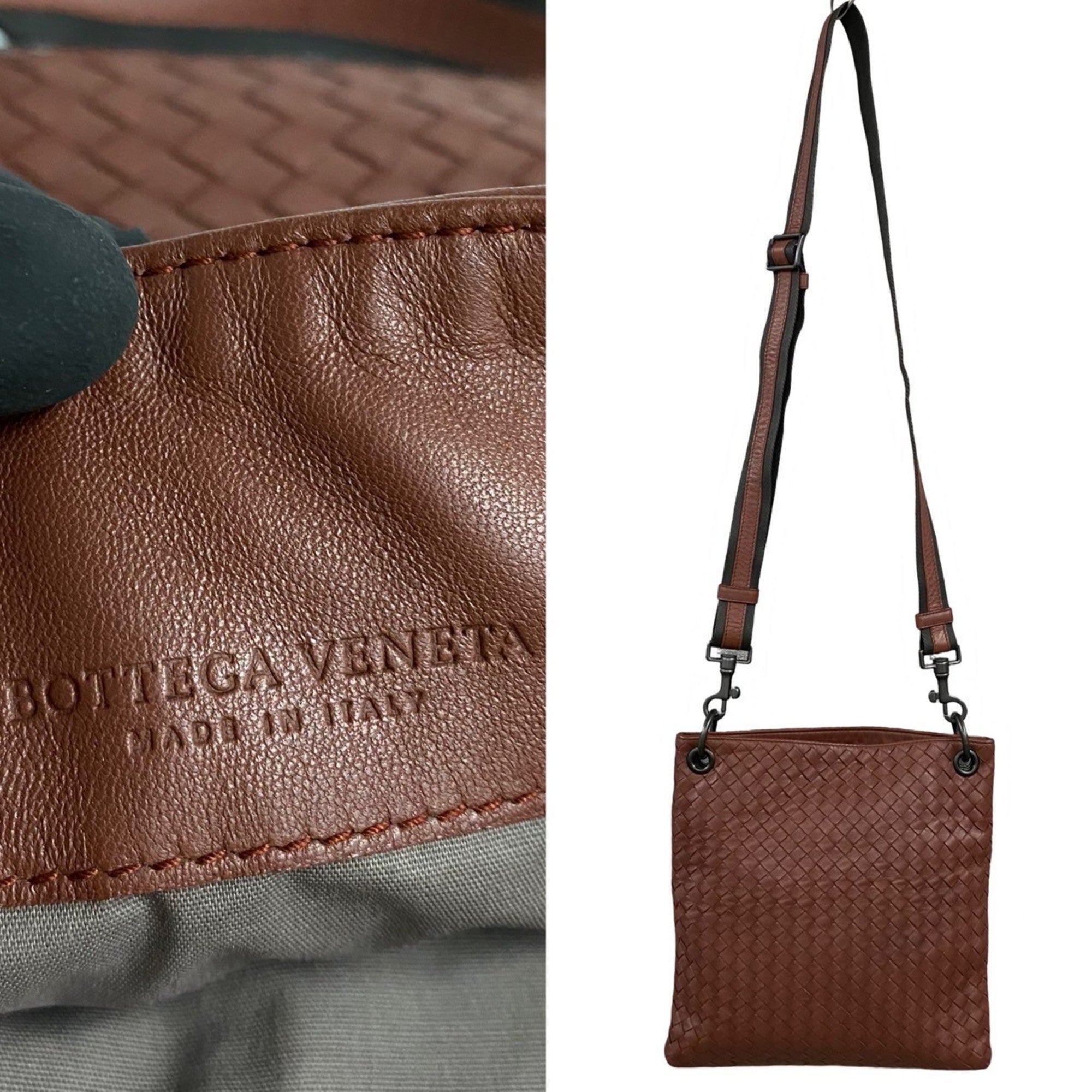 Bottega Veneta Brown Leather Pochette Shoulder Bag (Pre-Owned)