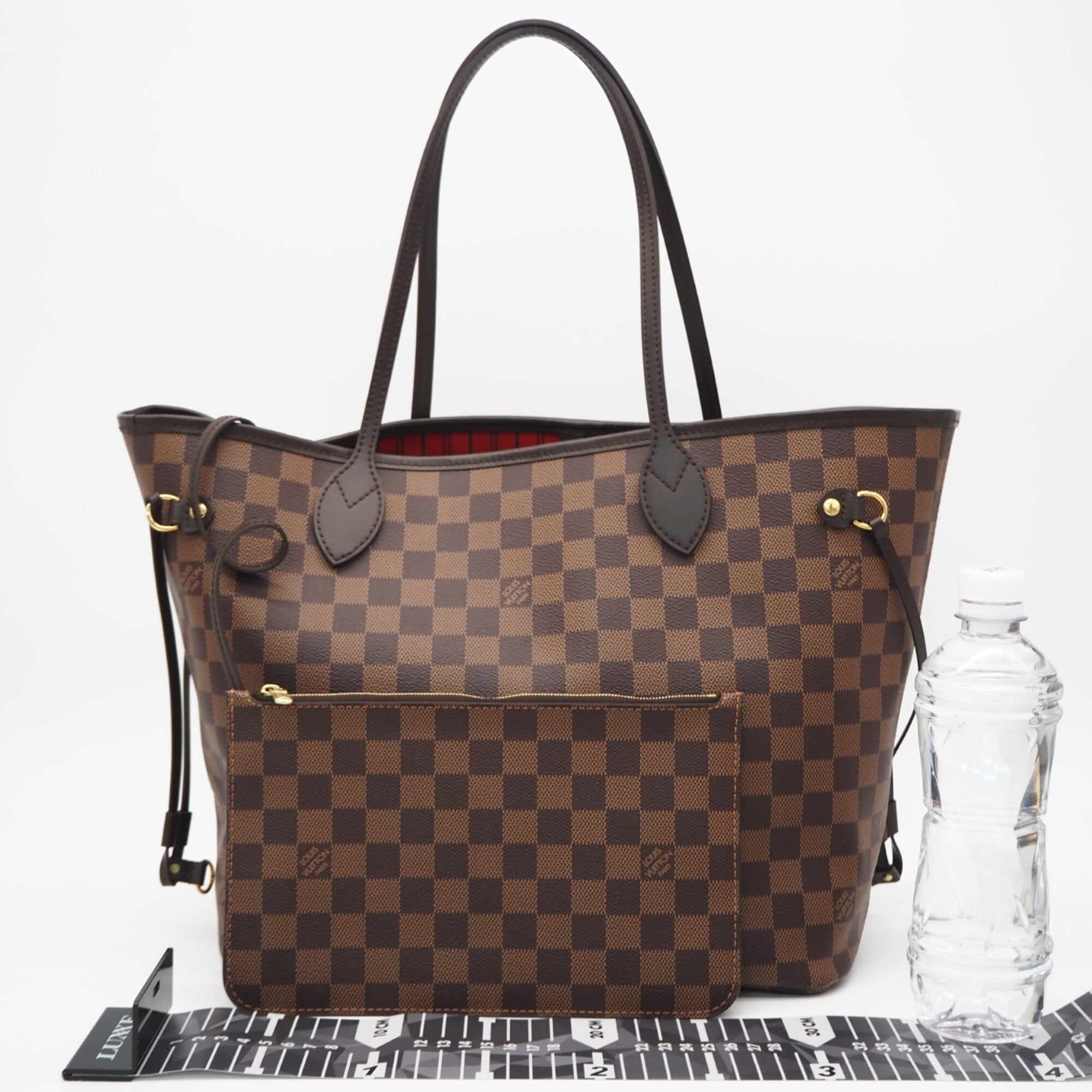 Louis Vuitton Beige Brown Coated Canvas Leather Handbag Pouch (Pre-Owned)