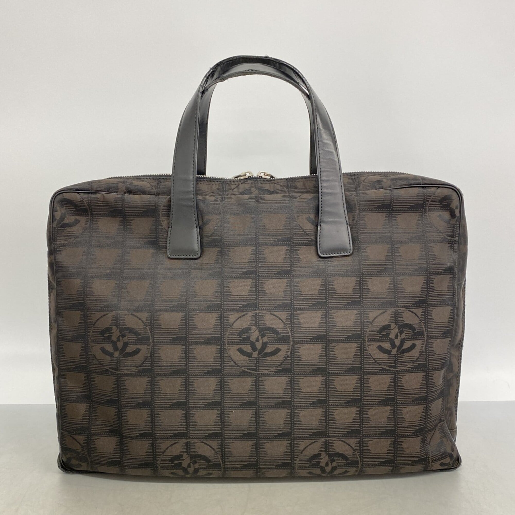 Chanel Black Brown Nylon Handbag (Pre-Owned)