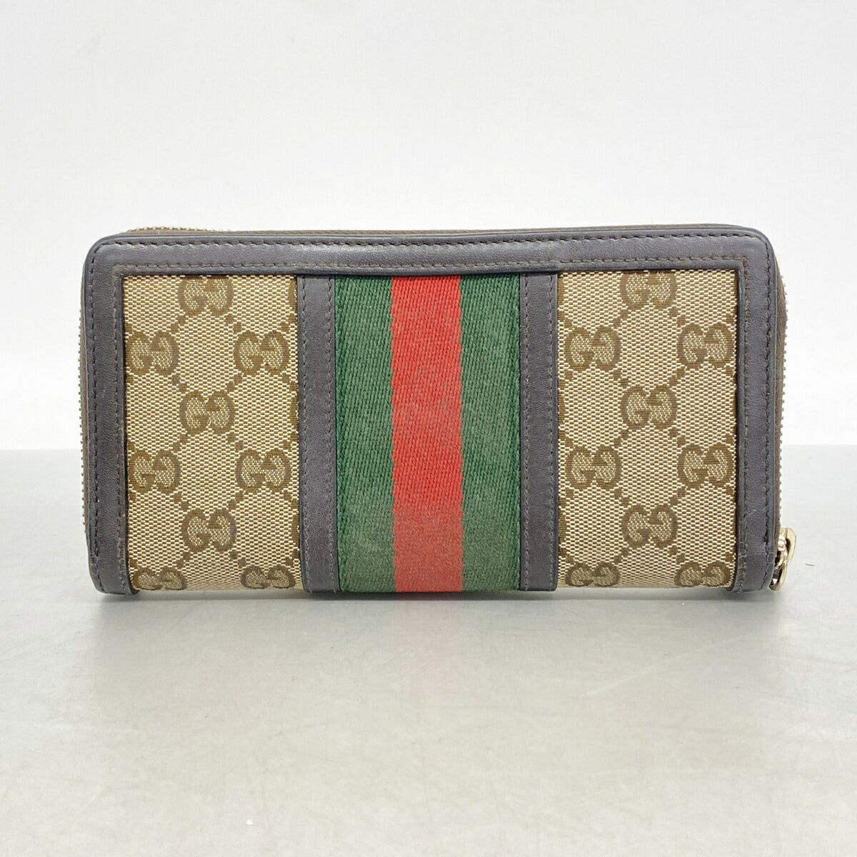 Gucci Brown Canvas Leather Long Wallet (Bi-Fold) (Pre-Owned)