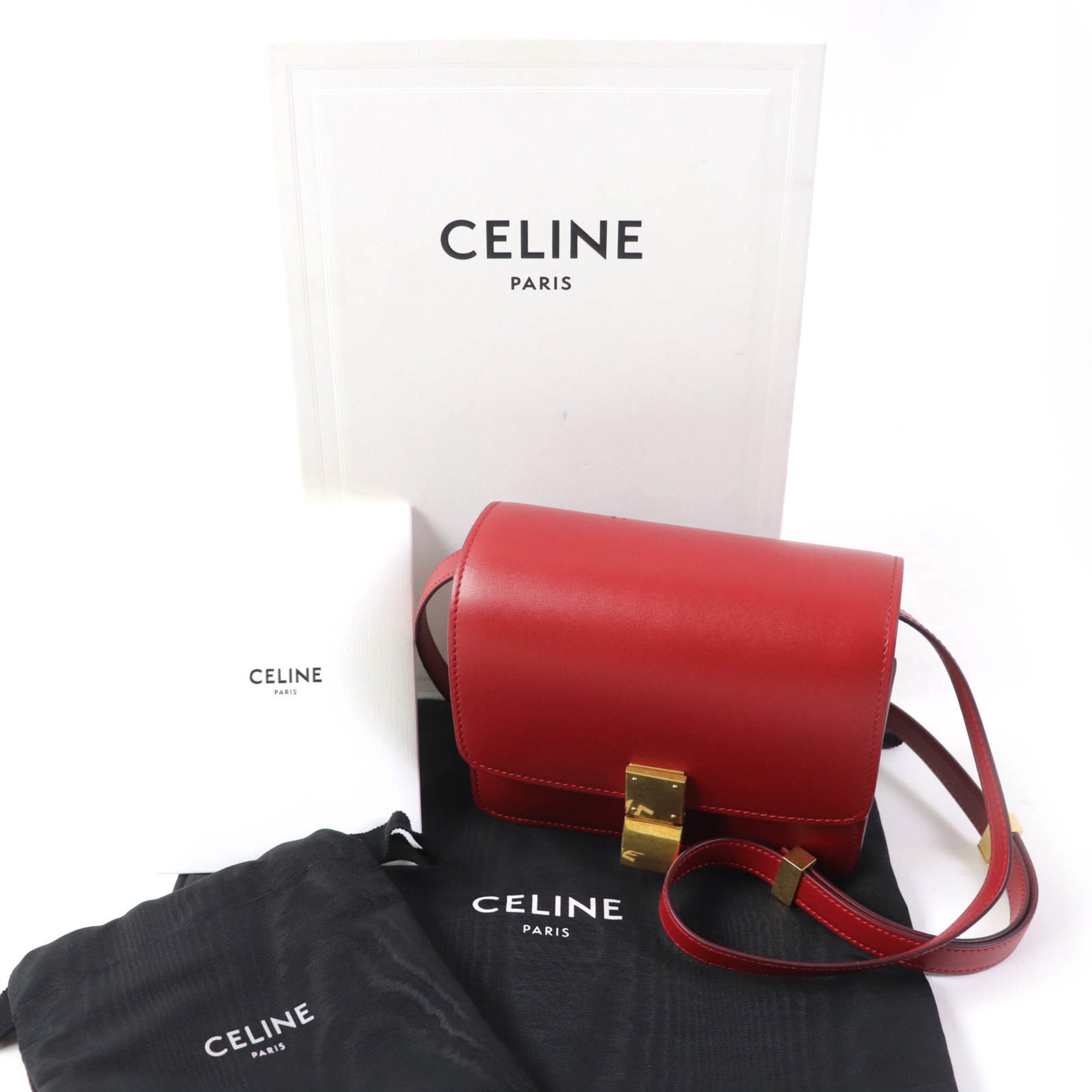 Celine Red Color Leather Shoulder Bag (Pre-Owned)