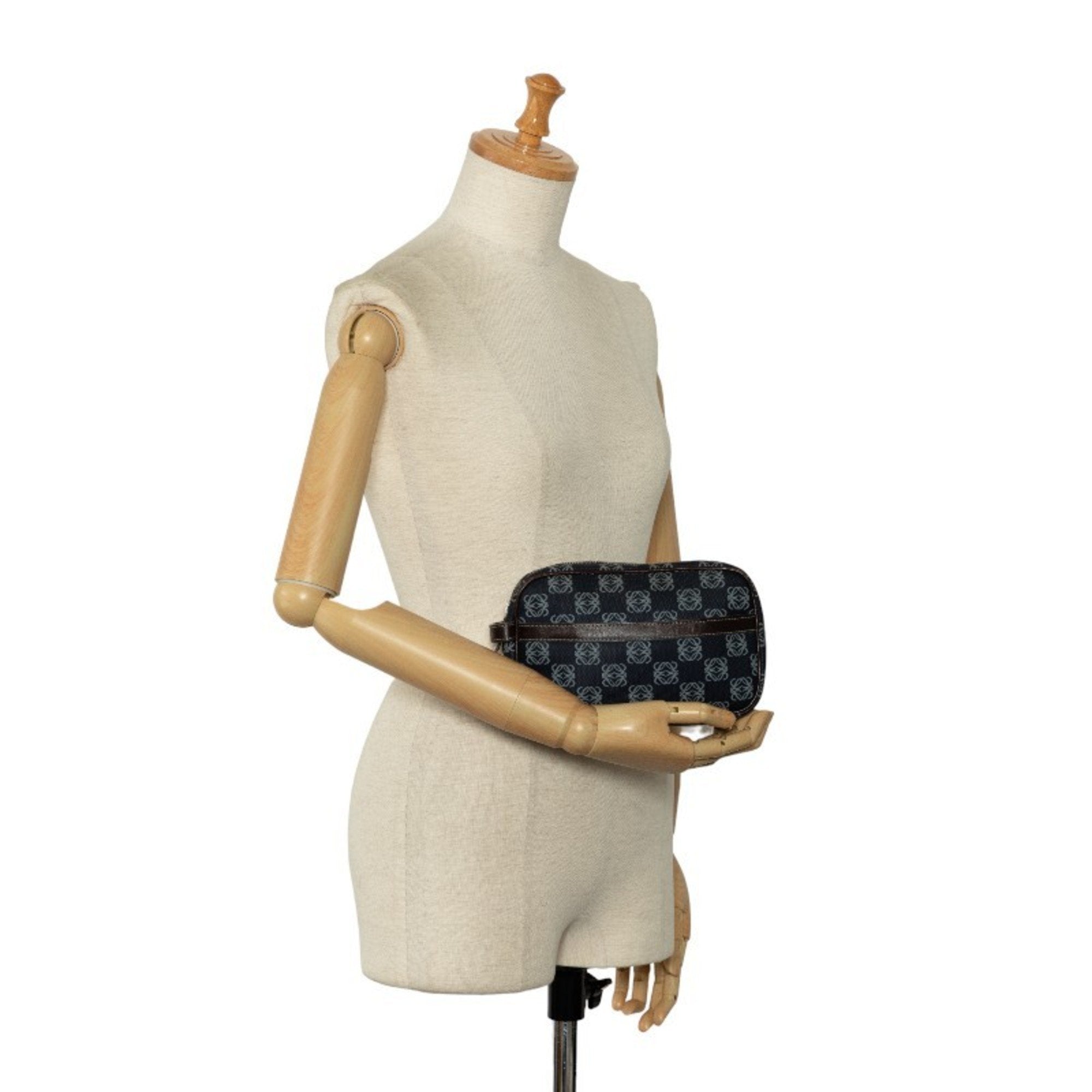 Loewe Brown Navy Pvc Leather Pouch (Pre-Owned)