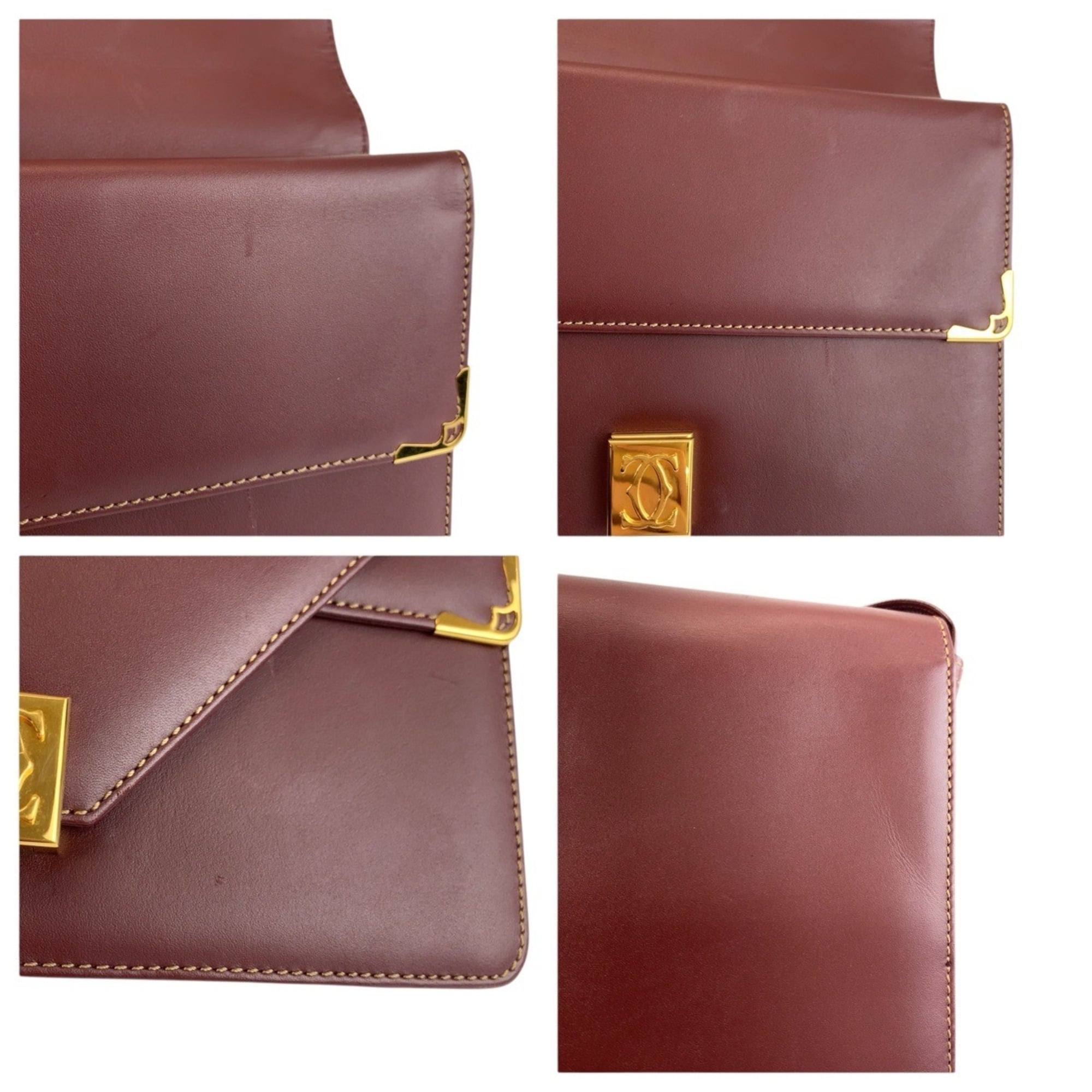 Cartier Bordeaux Leather Pochette Shoulder Bag (Pre-Owned)