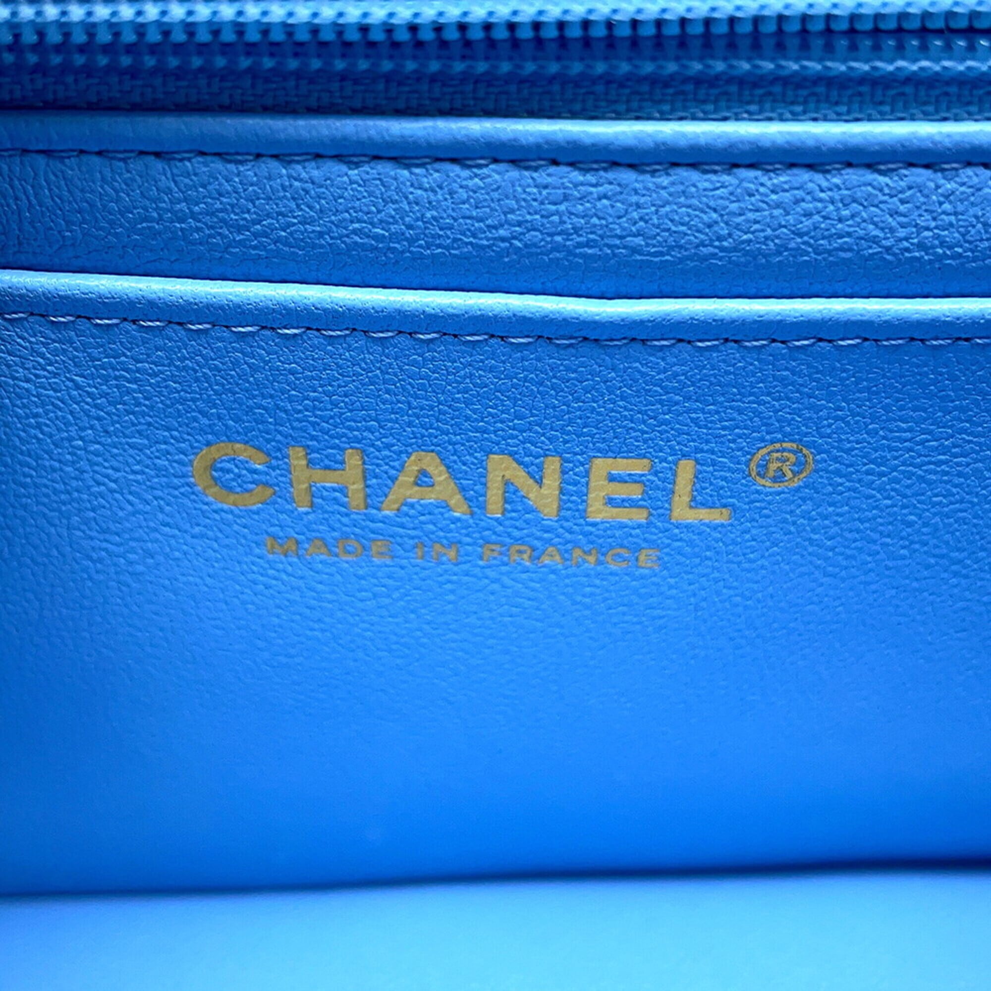 Chanel Blue White Tweed Handbag Shoulder Bag (Pre-Owned)