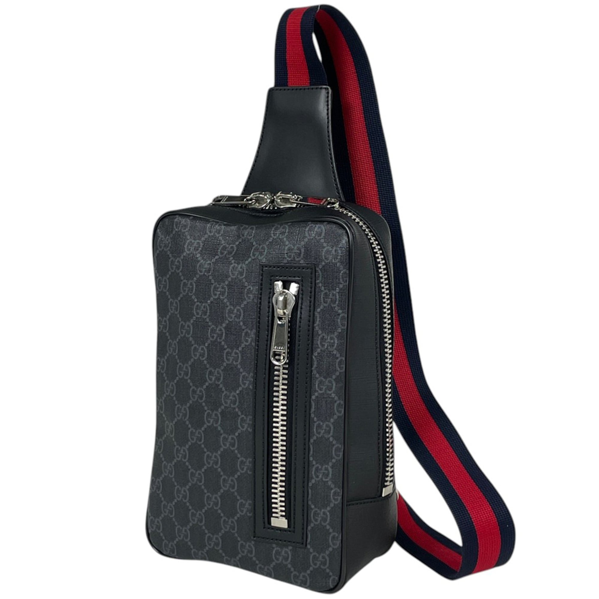 Gucci Black Coated Canvas Leather Sling Bag (Pre-Owned)