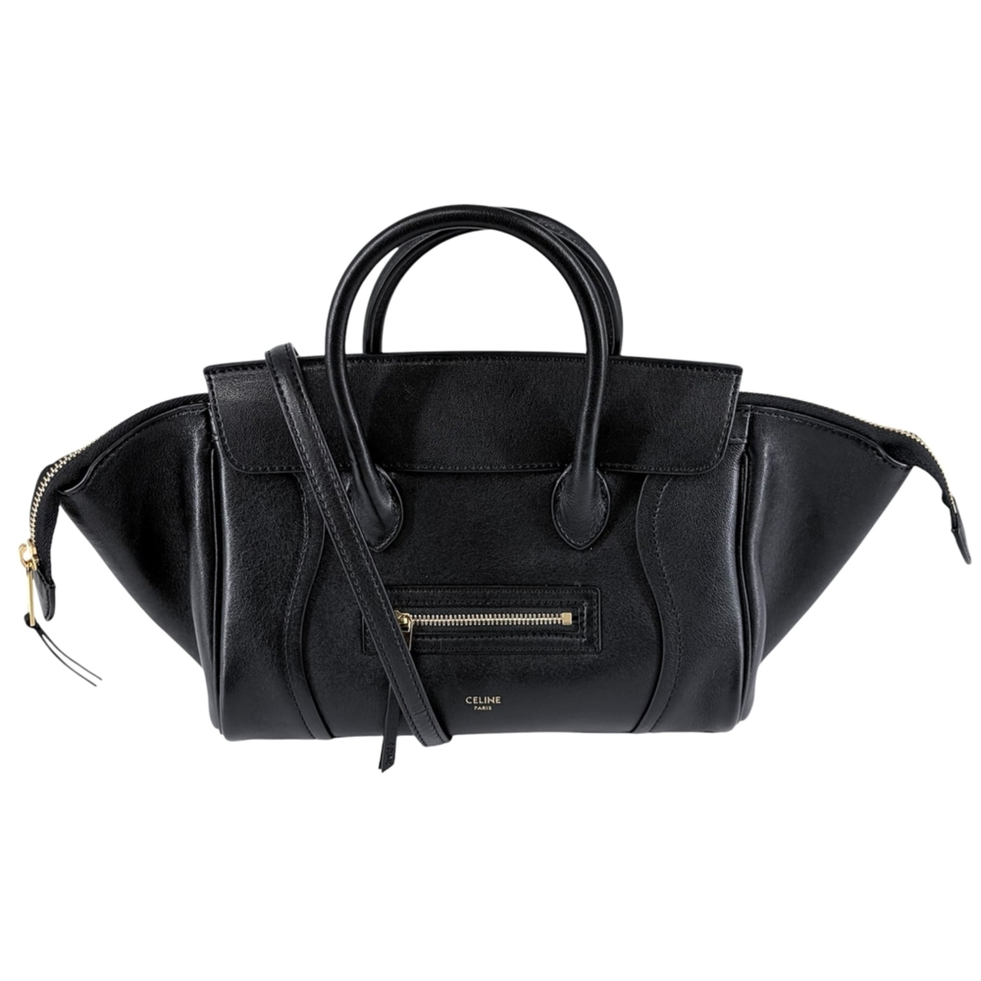 Celine Black White Leather Handbag Shoulder Bag (Pre-Owned)