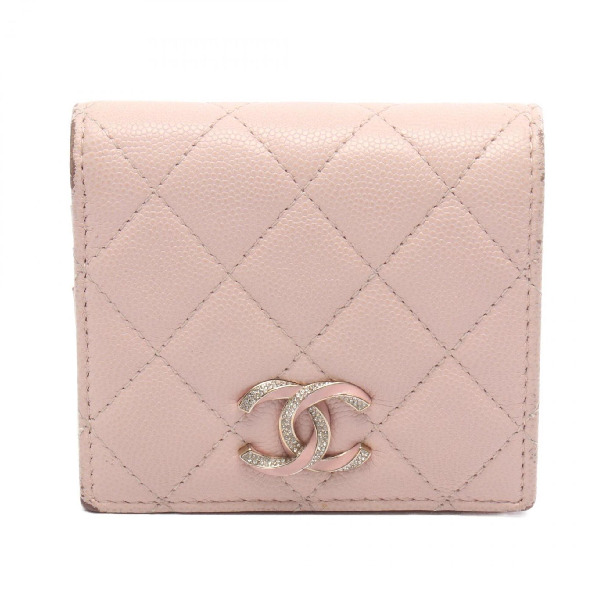 Chanel Pink Grained Calfskin Wallet (Bi-Fold) (Pre-Owned)