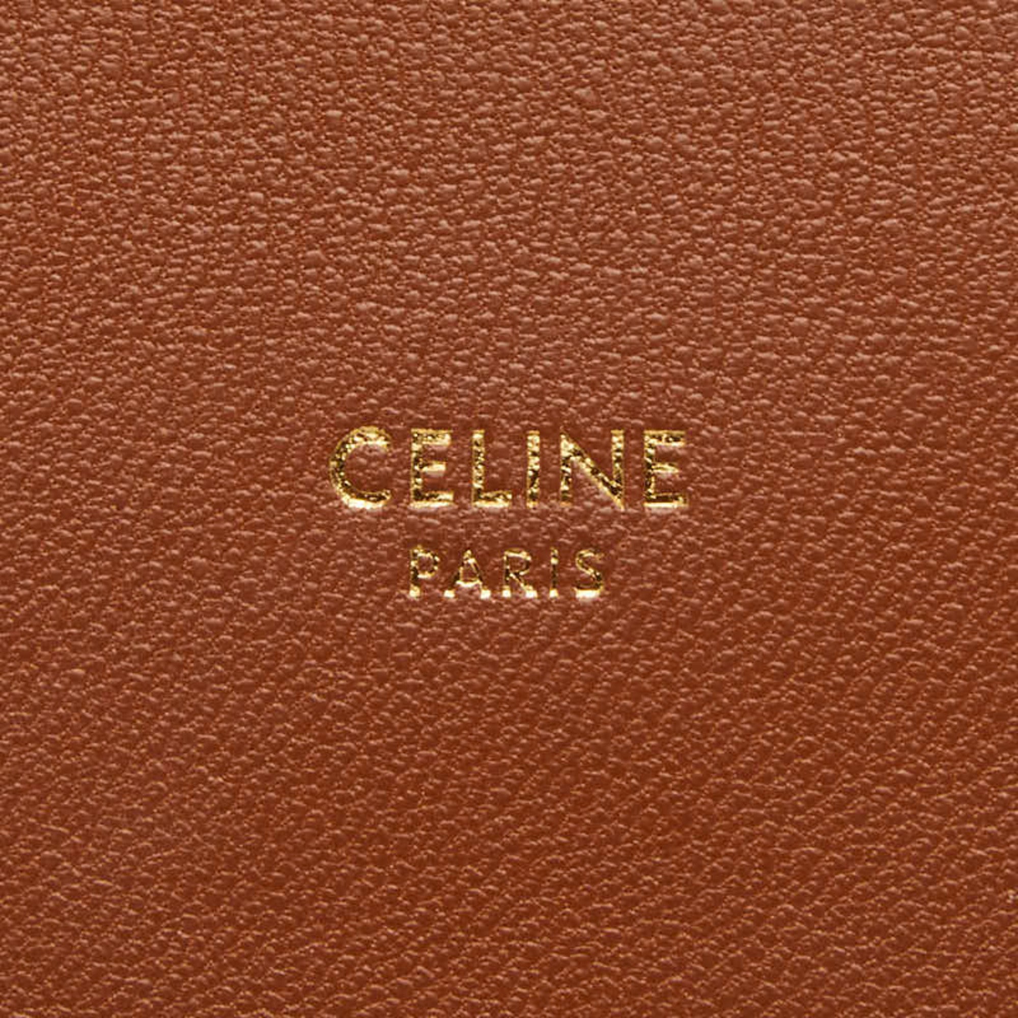 Celine Brown White Pvc Leather Phone Wallet (Pre-Owned)