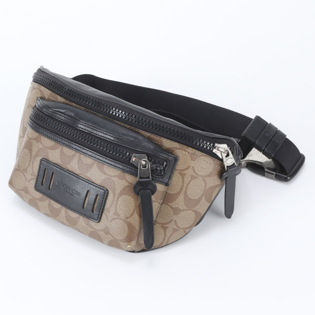 Coach Brown Leather Coated Canvas Pouch Shoulder Bag Sling Bag (Pre-Owned)
