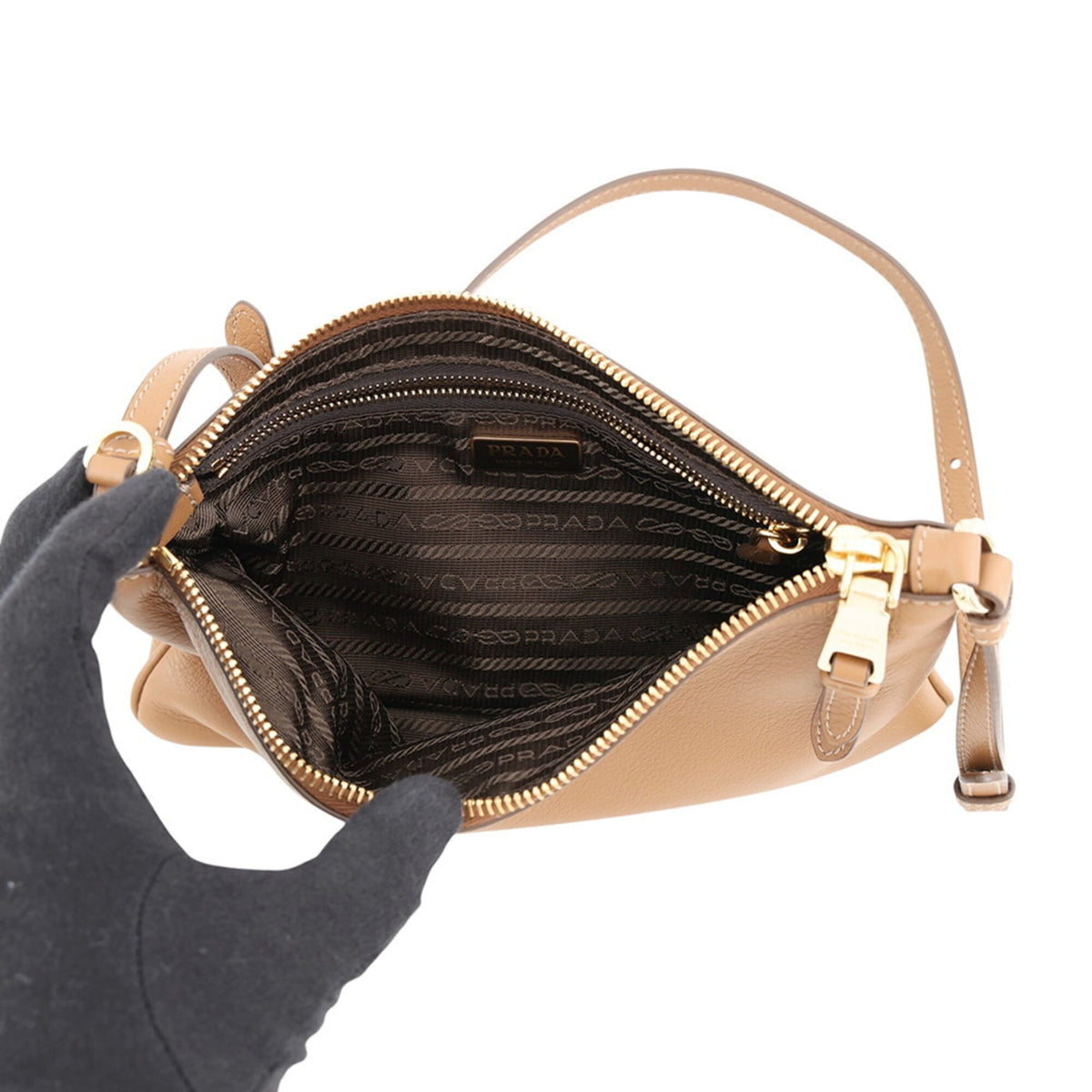 Prada Brown Leather Handbag Shoulder Bag (Pre-Owned)