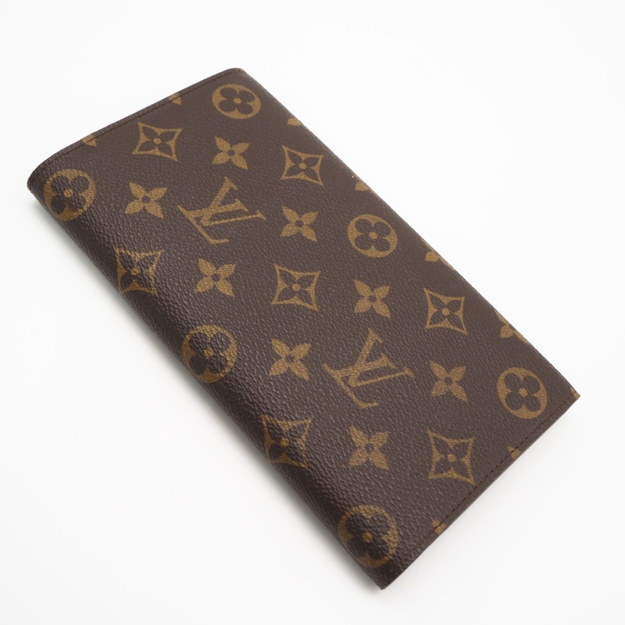 Louis Vuitton Beige Brown Coated Canvas Leather Long Wallet (Bi-Fold) (Pre-Owned)
