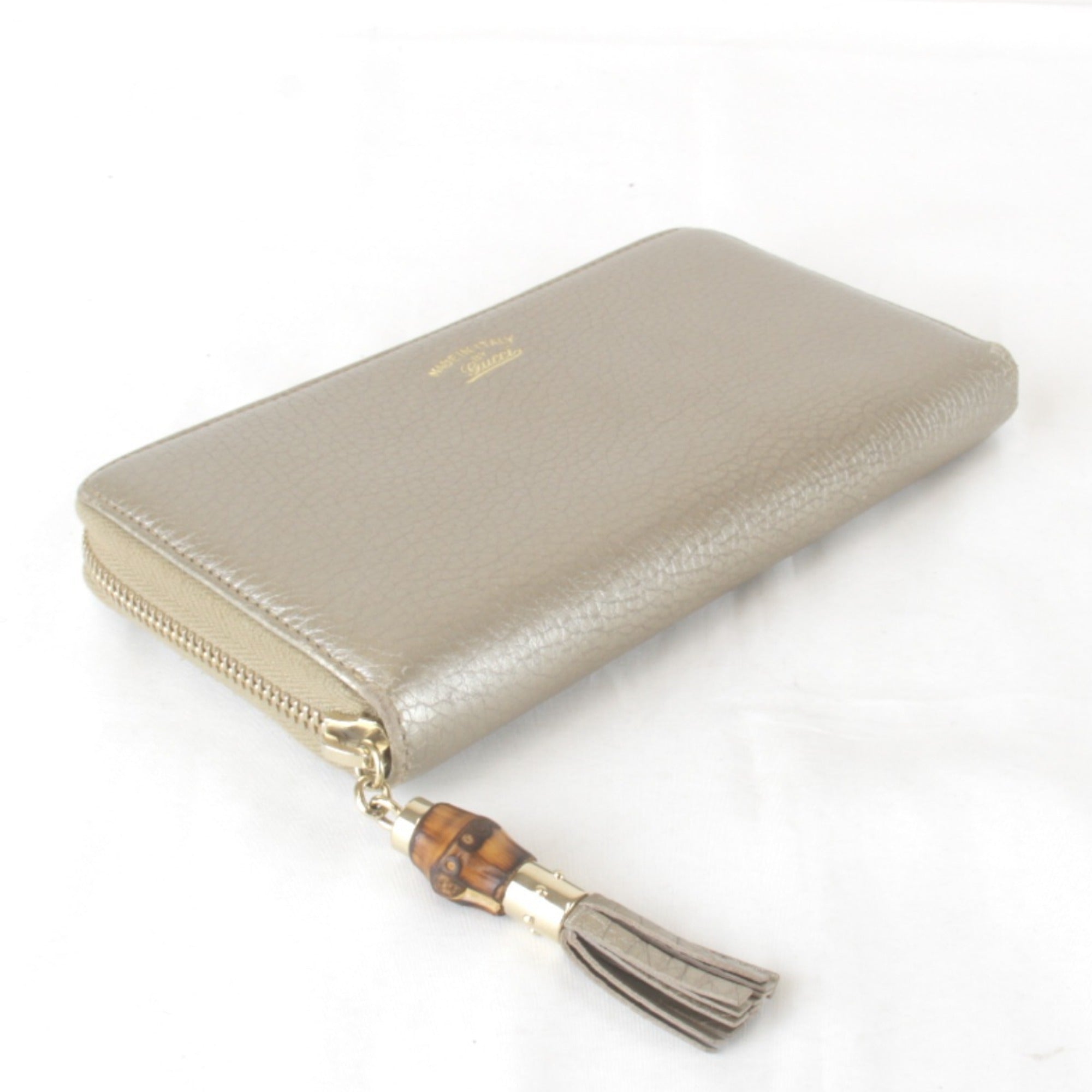 Gucci Gold White Leather Long Wallet (Bi-Fold) (Pre-Owned)