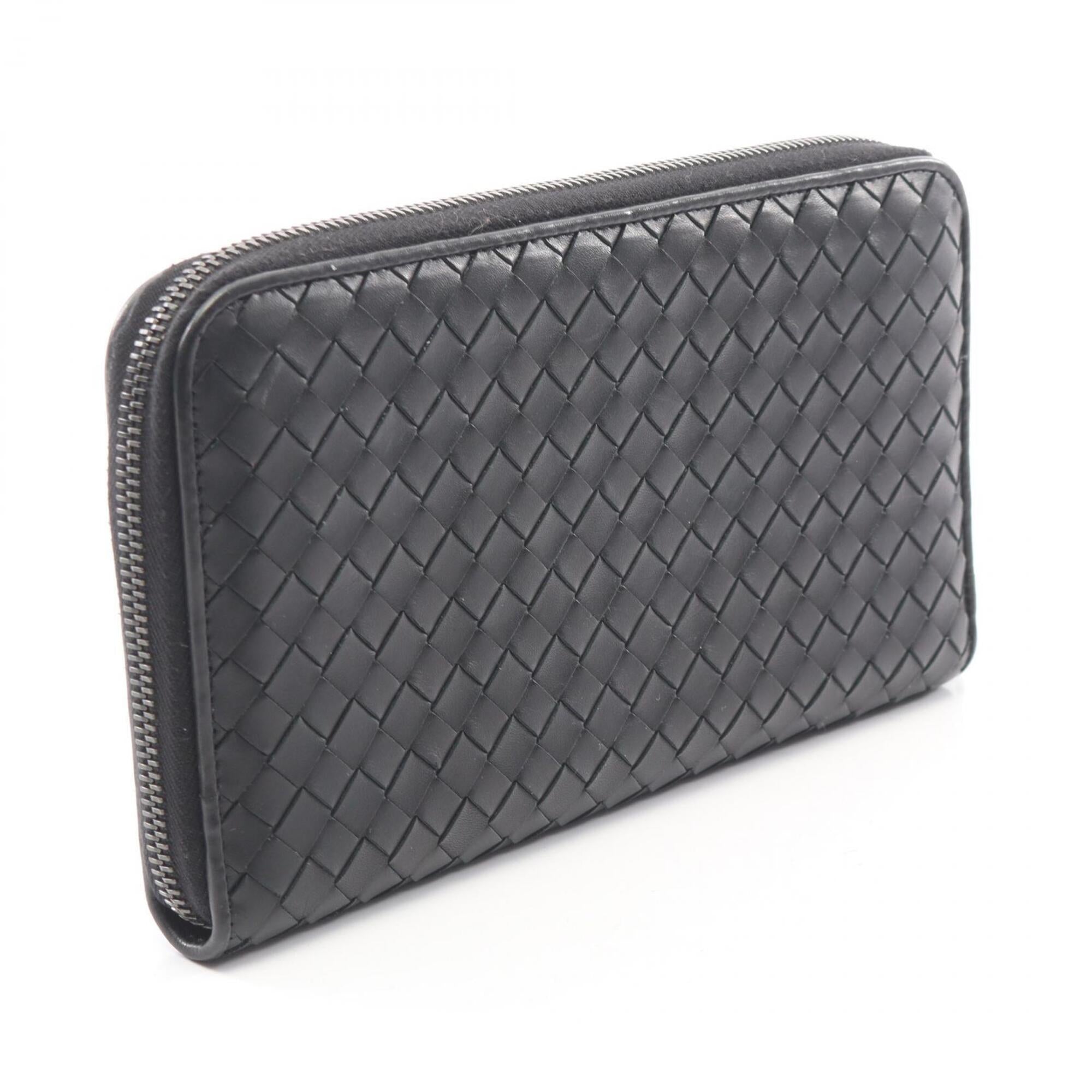 Bottega Veneta Black Leather Long Wallet (Bi-Fold) (Pre-Owned)