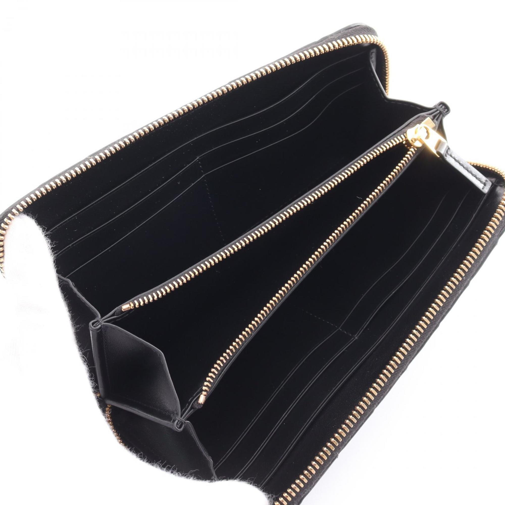Bottega Veneta Black Leather Long Wallet (Bi-Fold) (Pre-Owned)
