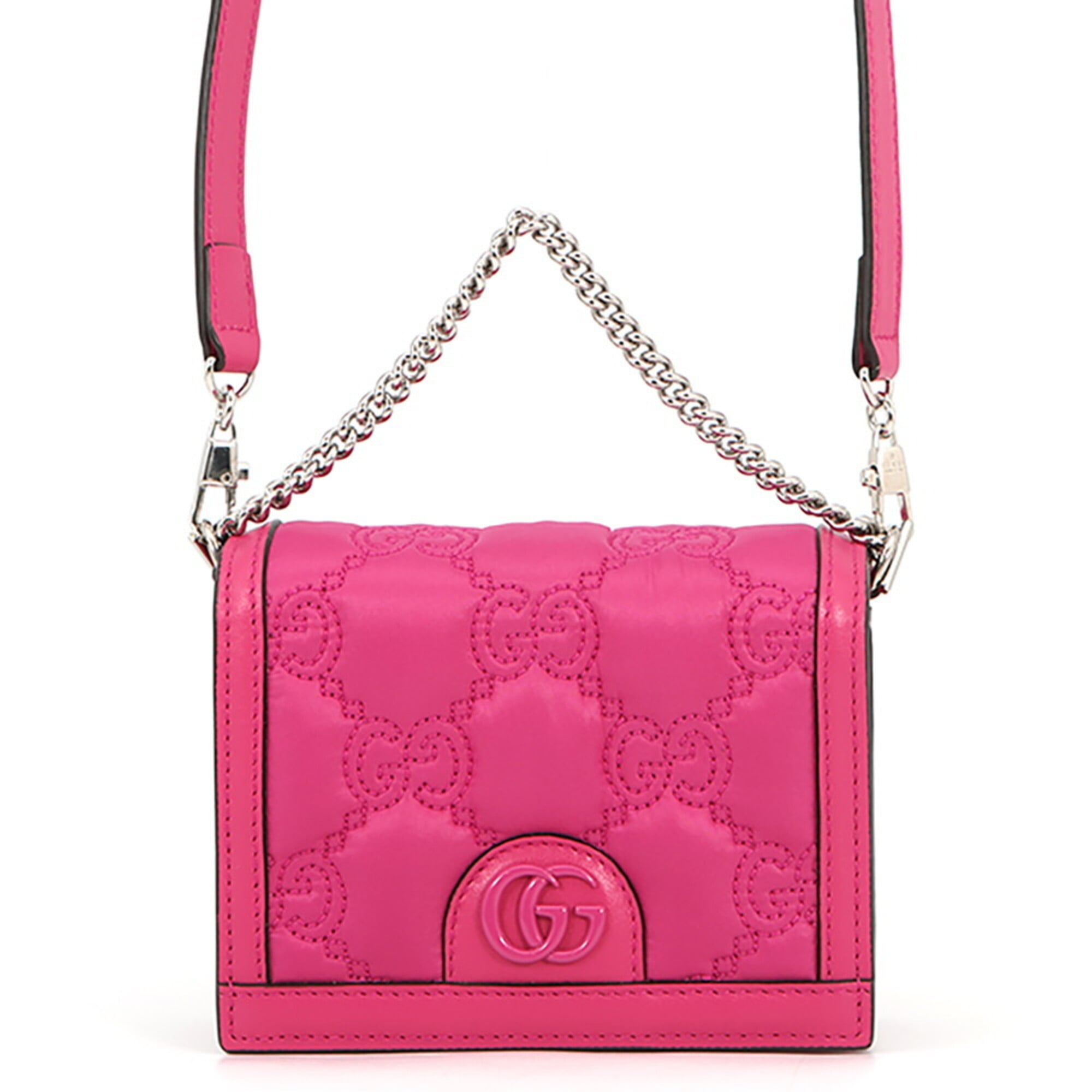 Gucci Pink Nylon Leather Handbag Shoulder Bag (Pre-Owned)
