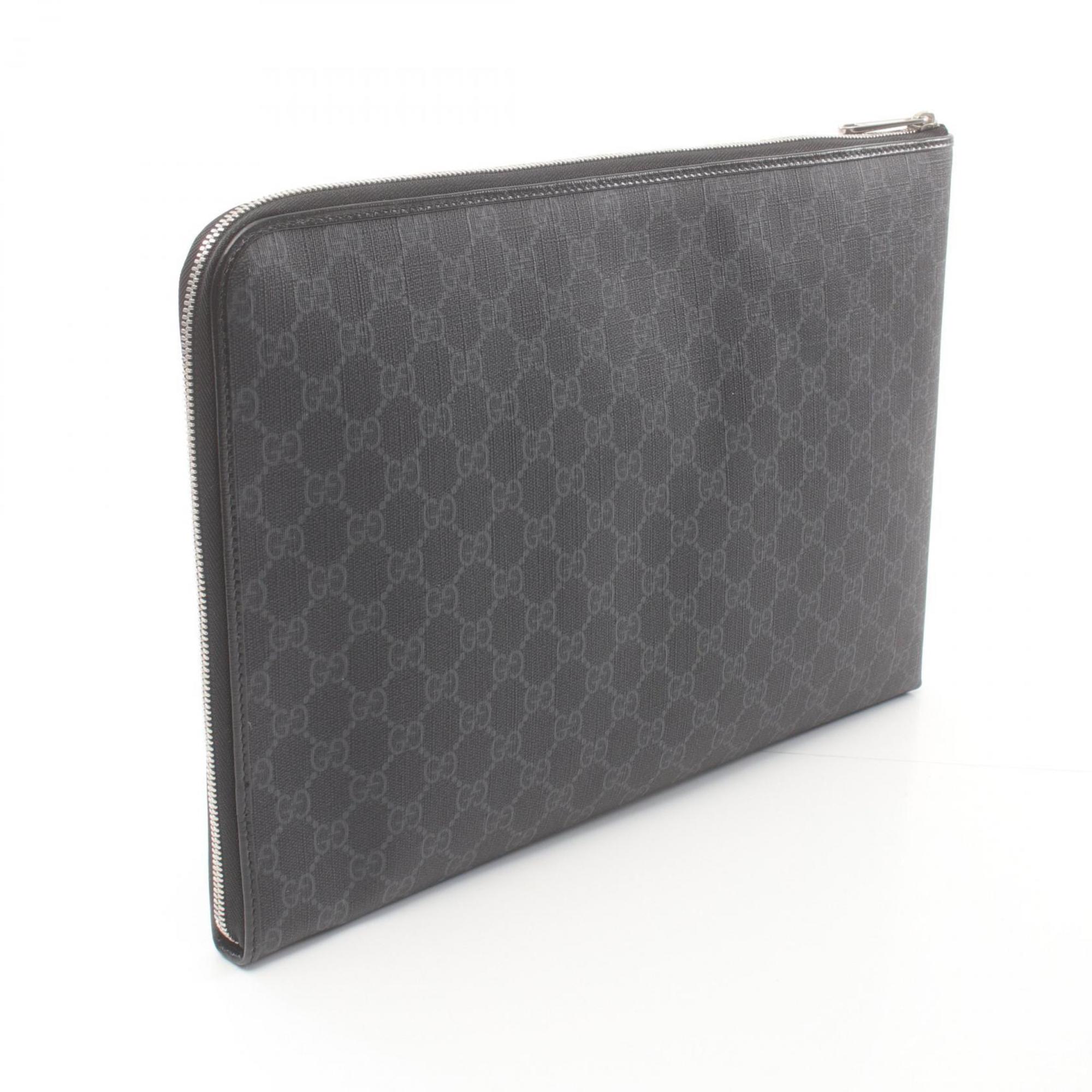 Gucci Black Pvc Leather Clutch Bag Document Case