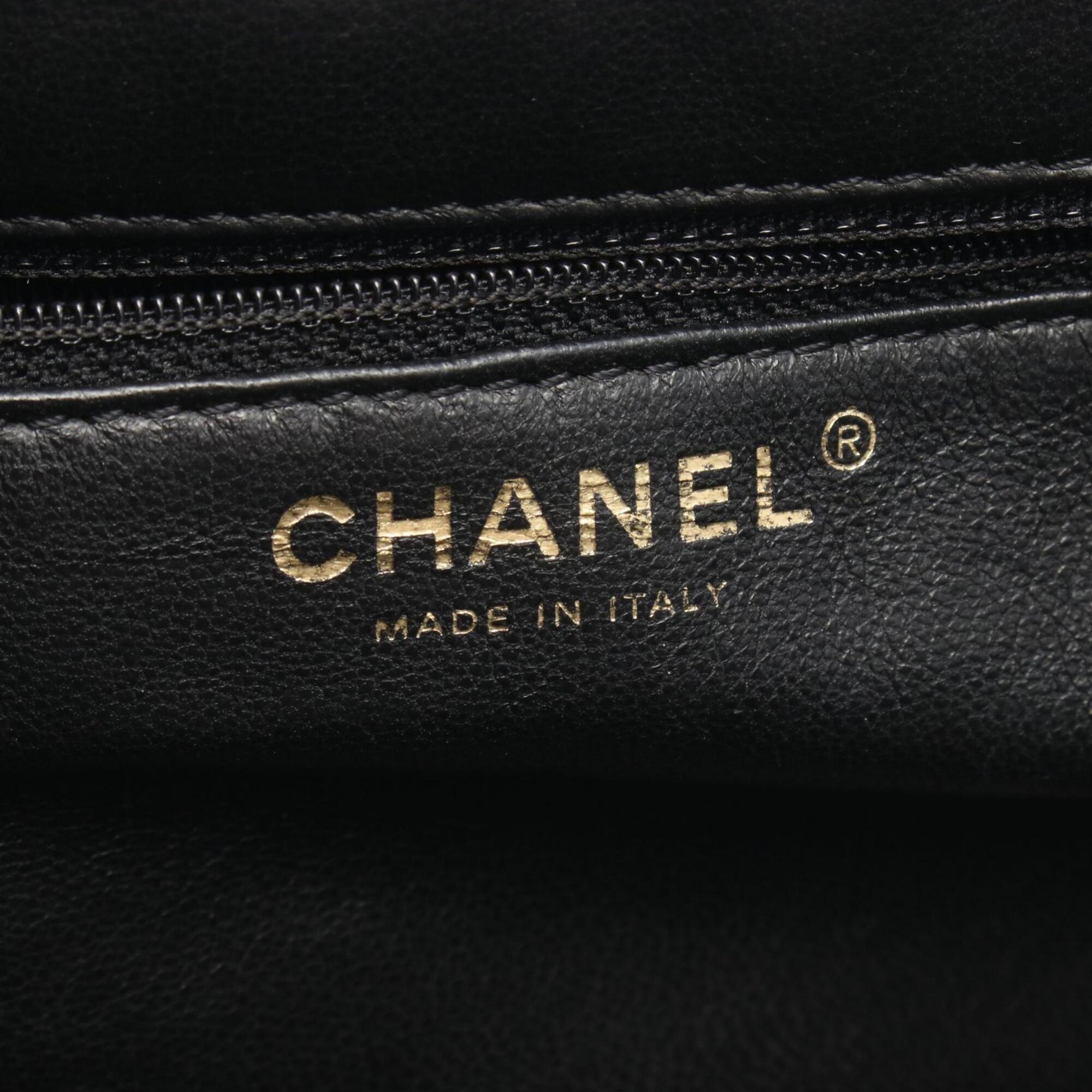 Chanel Black Brown Grained Calfskin Handbag Tote Bag (Pre-Owned)