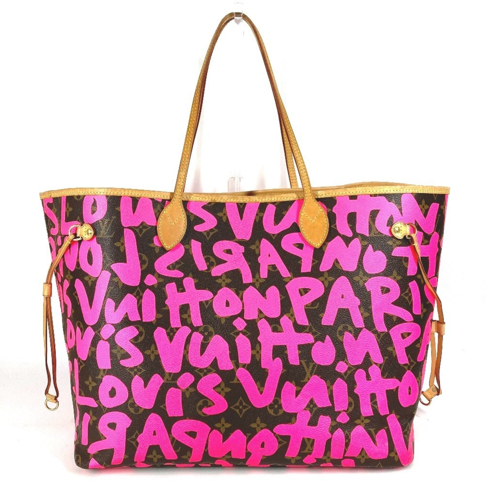 Louis Vuitton Fuchsia Pink Galle Pink Monogram Graffiti Shoulder Bag Tote Bag (Pre-Owned)