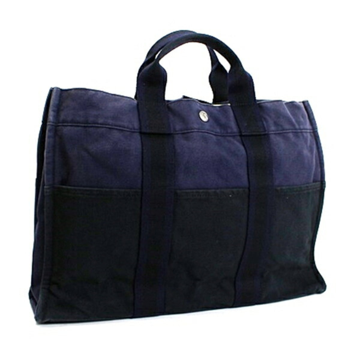 Hermes Black Navy Canvas Tote Bag (Pre-Owned)