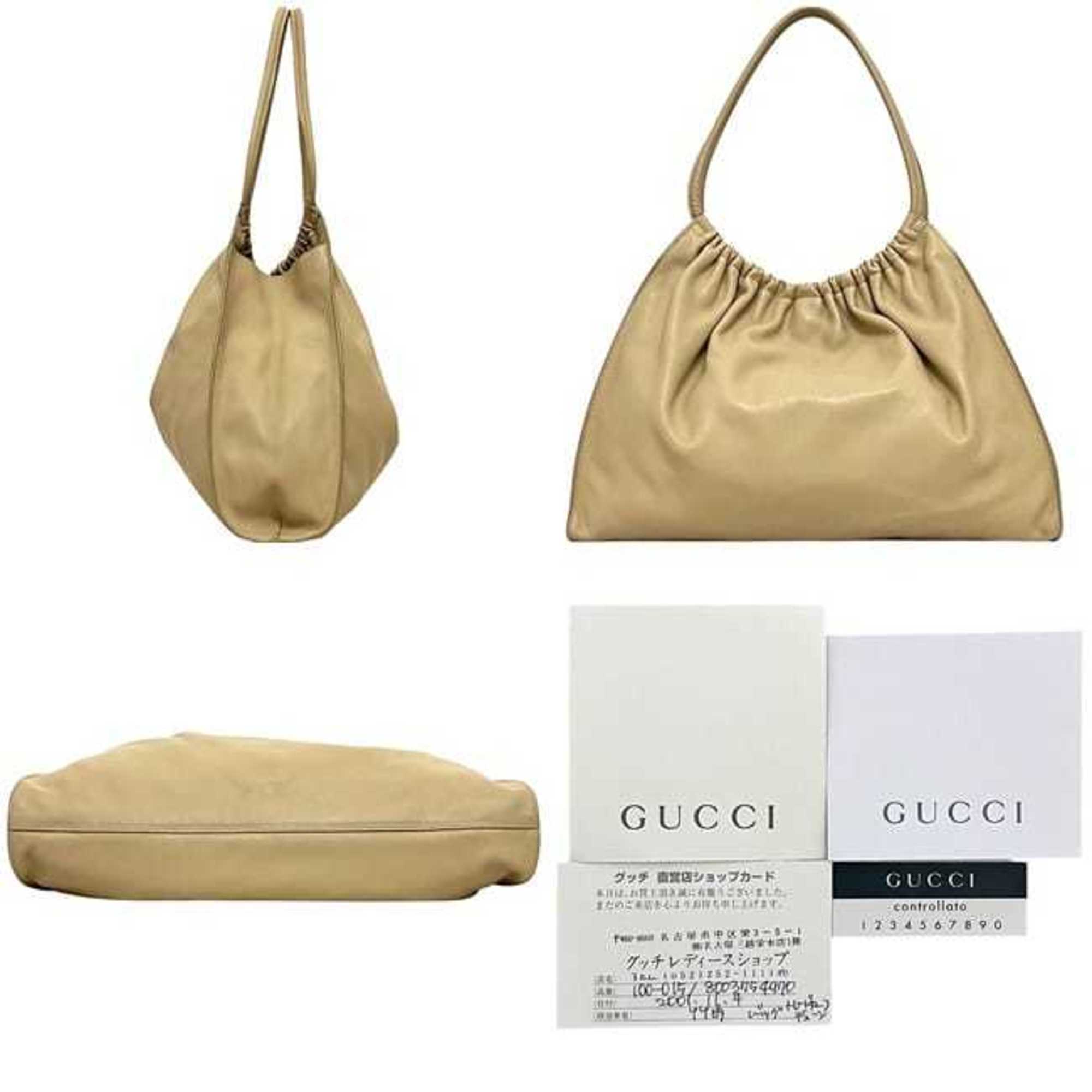 Gucci Beige Leather Tote Bag (Pre-Owned)