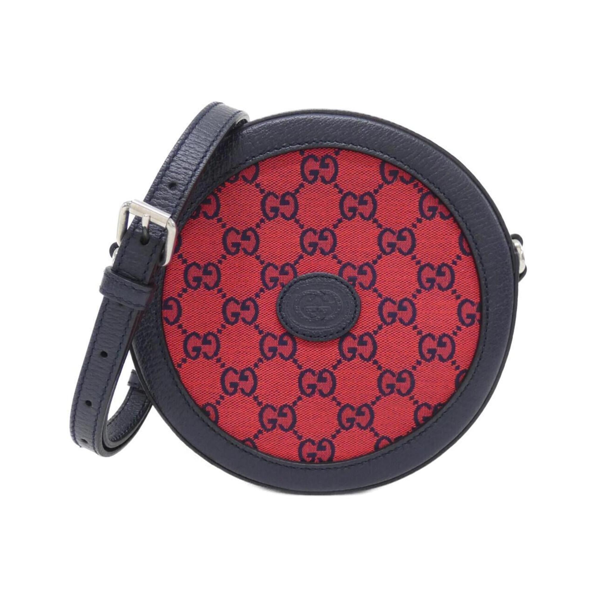 Gucci Blue Red Color Gg Canvas Leather Shoulder Bag (Pre-Owned)