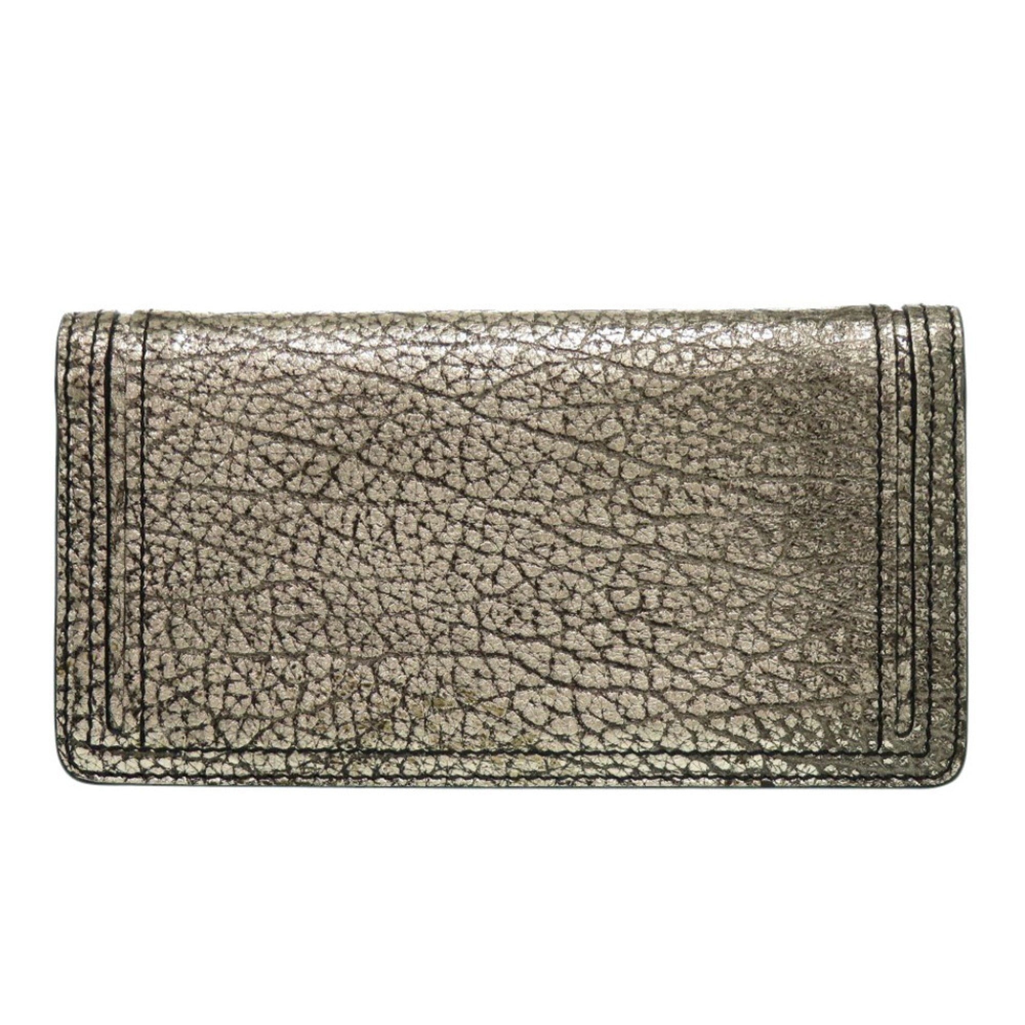 Celine Gunmetal Leather Long Wallet (Bi-Fold) (Pre-Owned)
