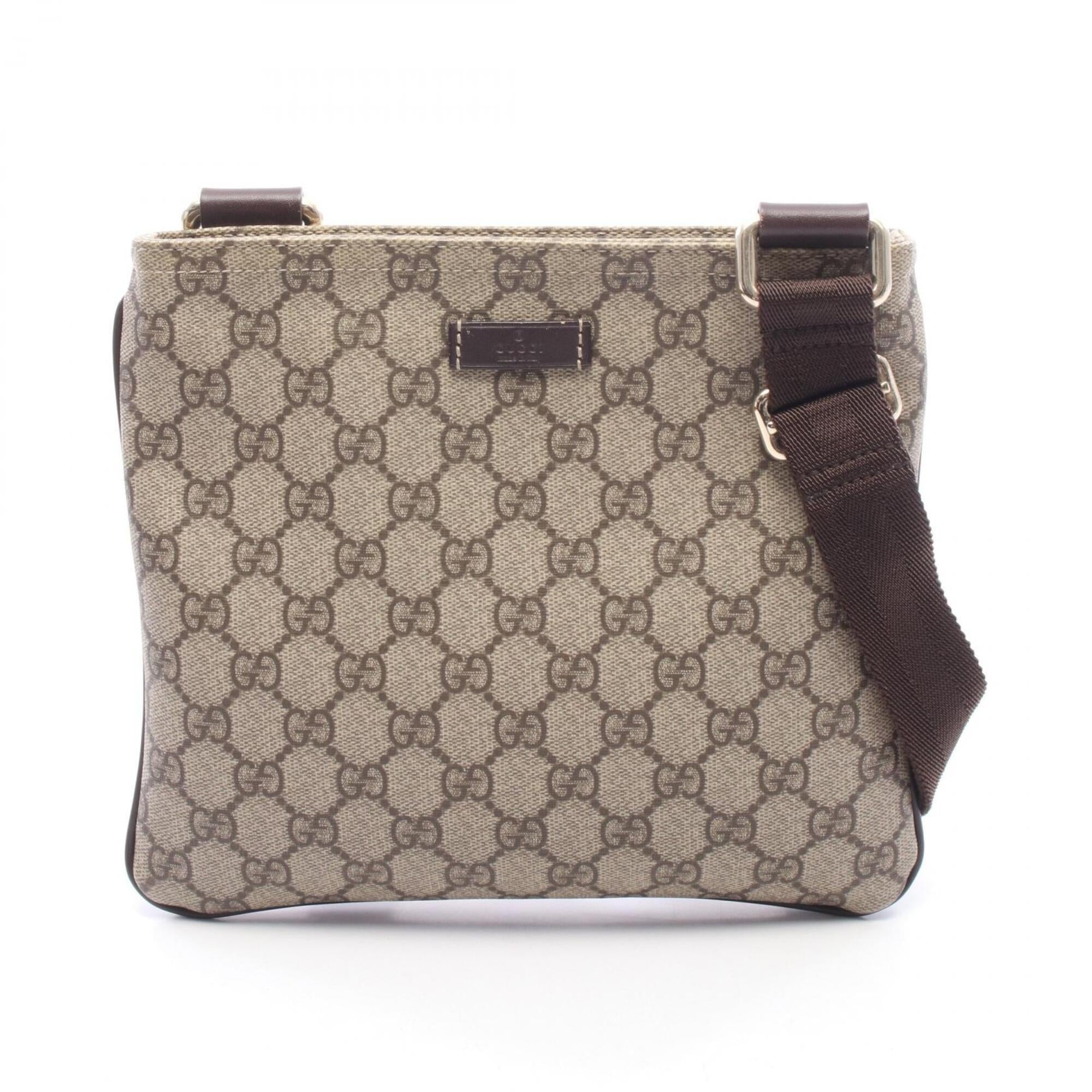 Gucci Beige Brown Canvas Leather Handbag Shoulder Bag (Pre-Owned)