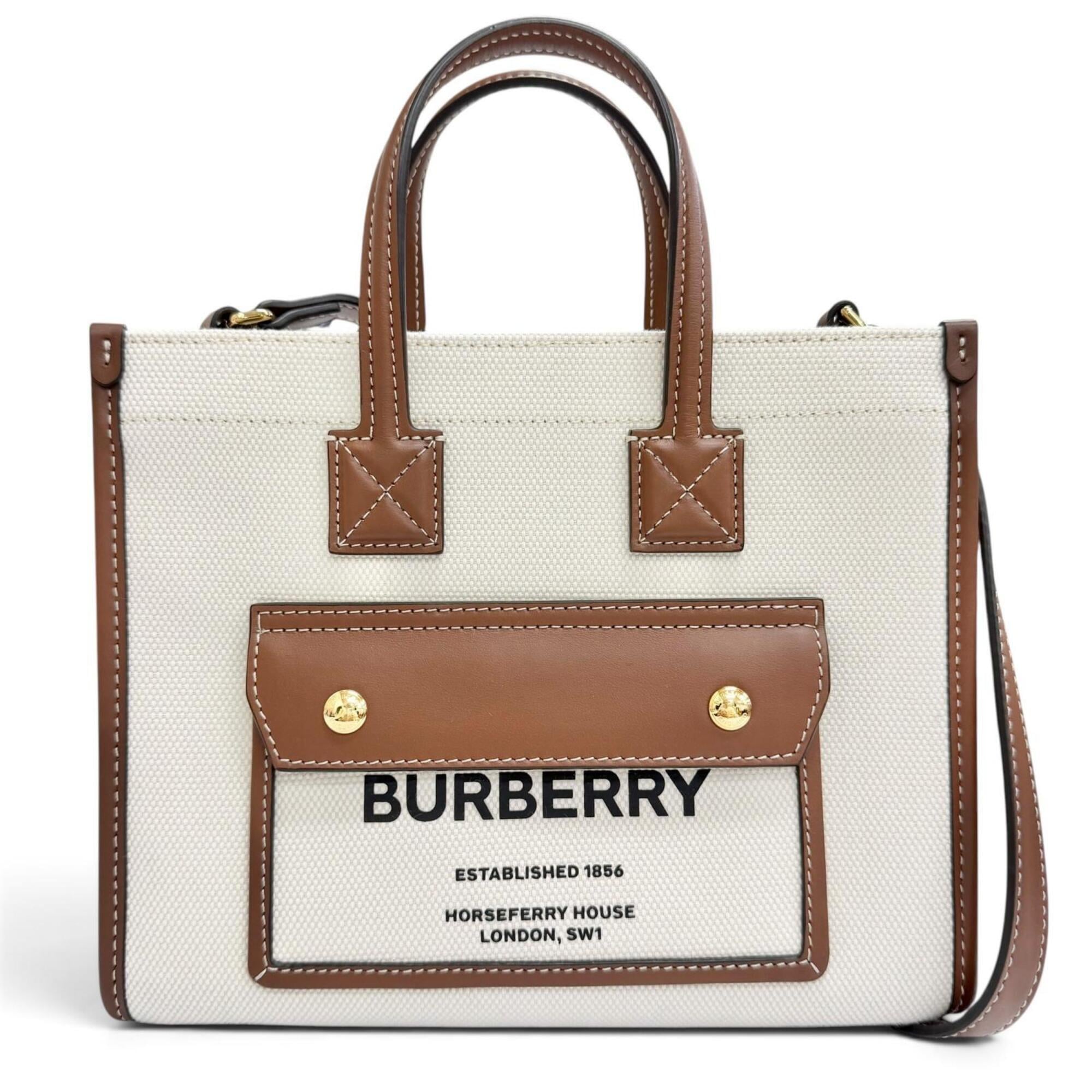 Burberry Beige Cotton Linen Shoulder Bag (Pre-Owned)