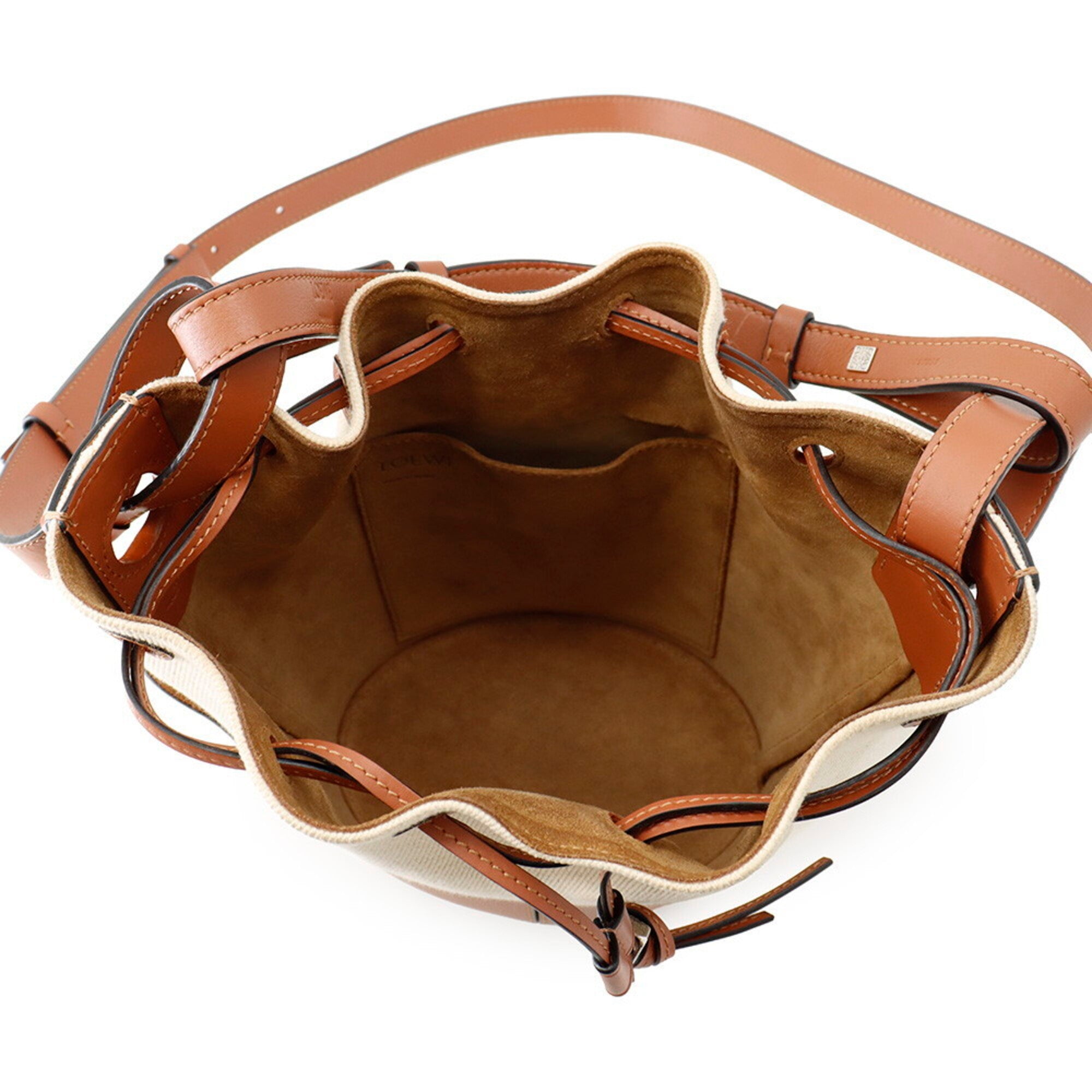 Loewe Beige Brown Canvas Leather Handbag Shoulder Bag (Pre-Owned)