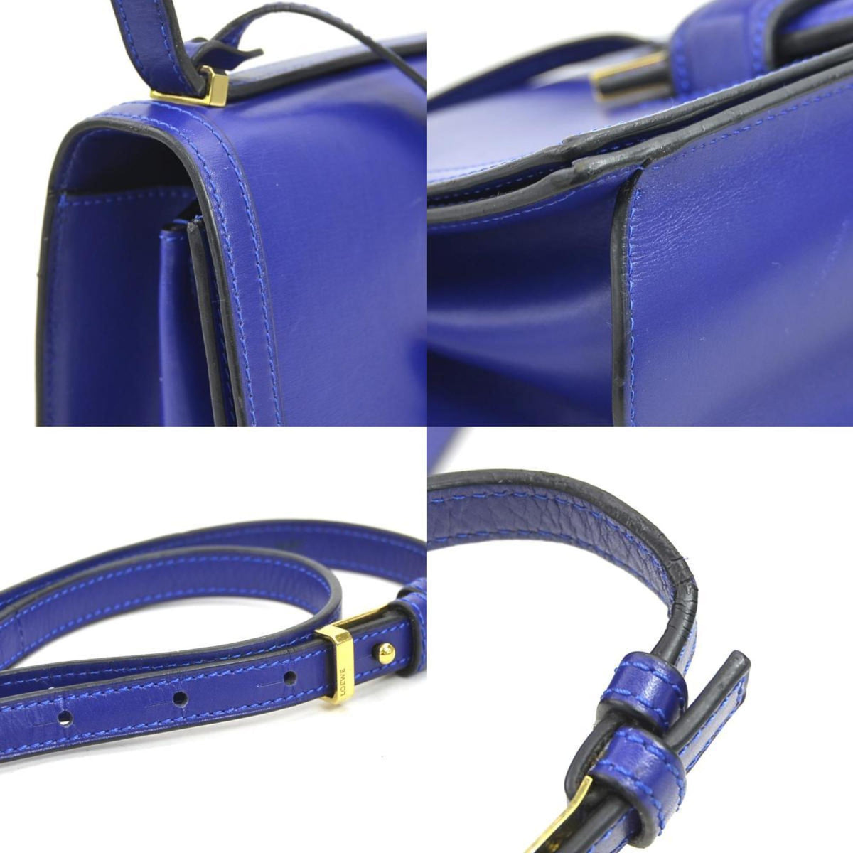 Loewe Barcelona Blue Leather Shoulder Bag (Pre-Owned)