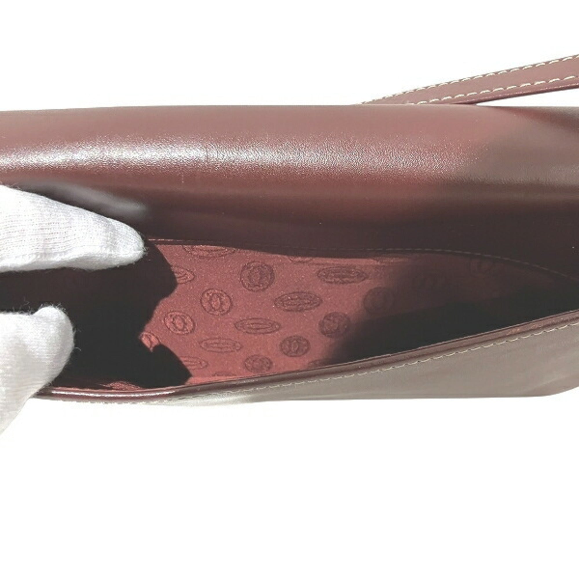 Cartier Must Bordeaux Leather Handbag Shoulder Bag (Pre-Owned)