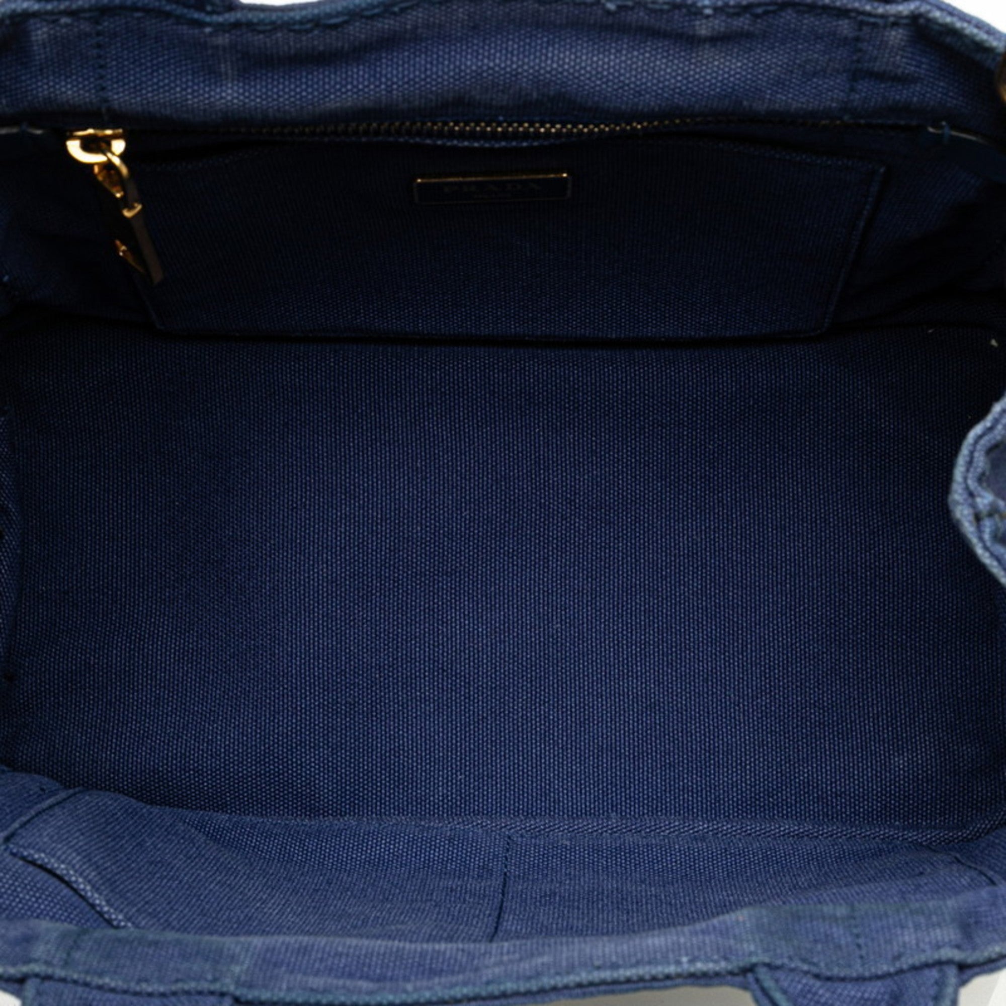 Prada Canapa Navy Canvas Handbag Shoulder Bag (Pre-Owned)