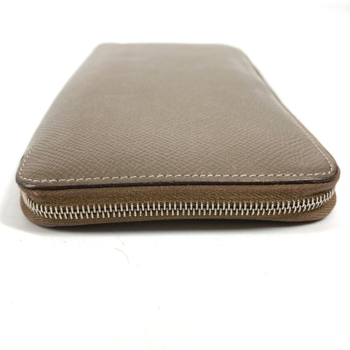 Hermes Silk'in Gray Epsom Leather Long Wallet (Bi-Fold) (Pre-Owned)