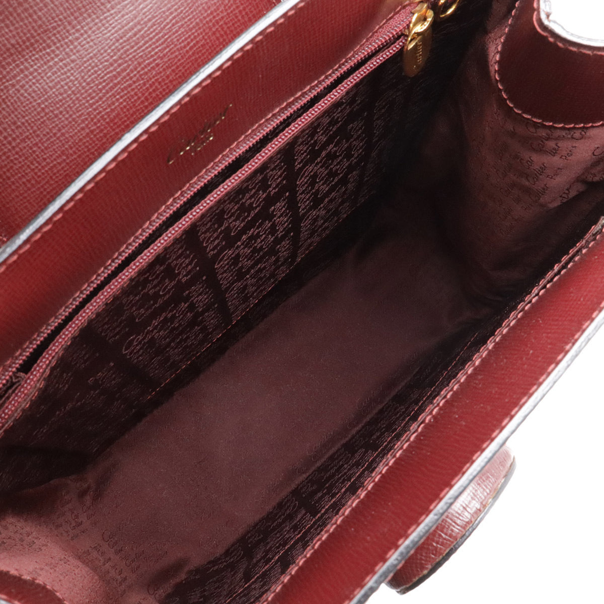 Cartier Must Bordeaux Leather Shoulder Bag Tote Bag (Pre-Owned)